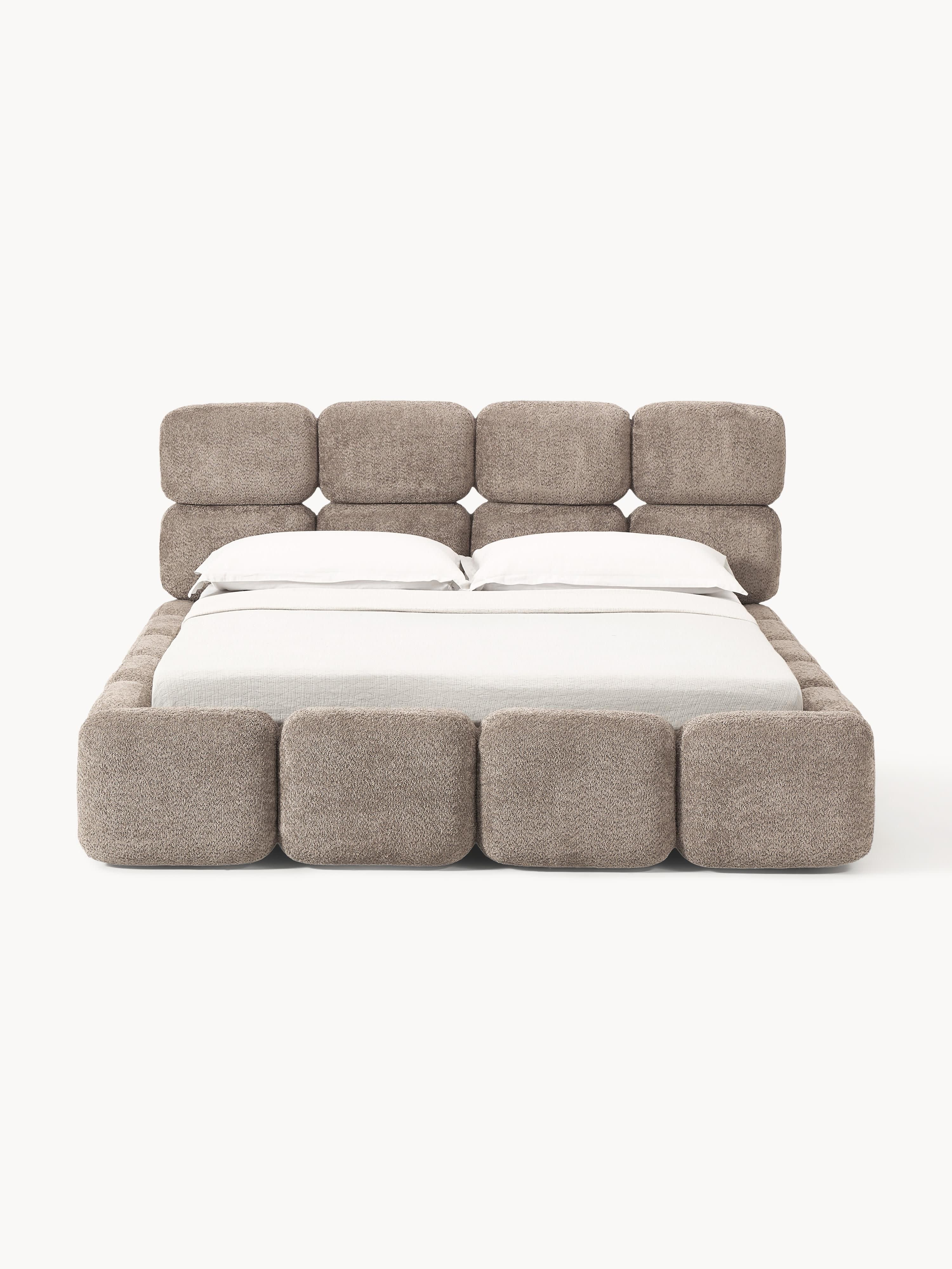 Tayla Upholstered Teddy Bouclé Bed with Storage Space