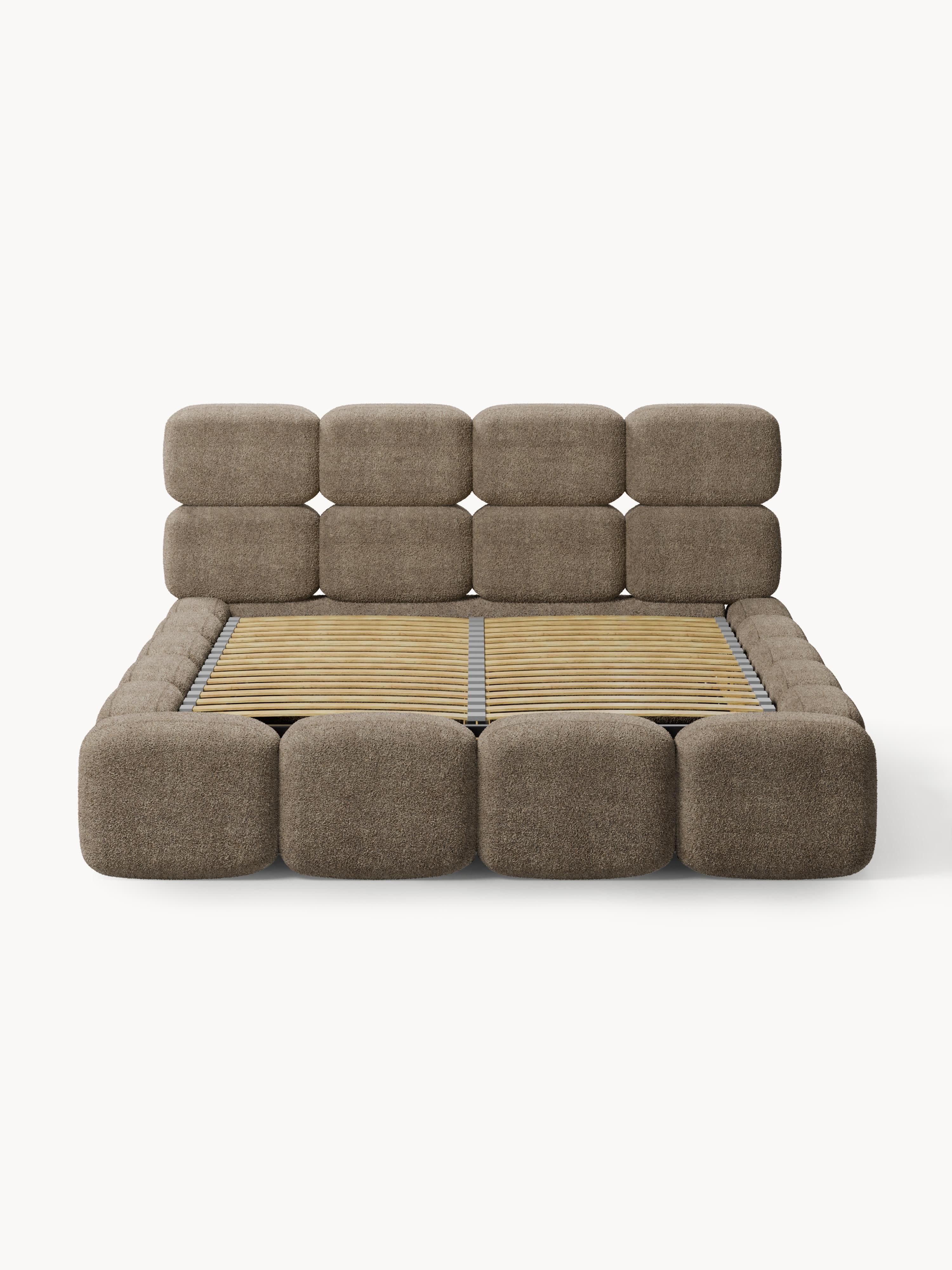 Tayla Upholstered Teddy Bouclé Bed with Storage Space