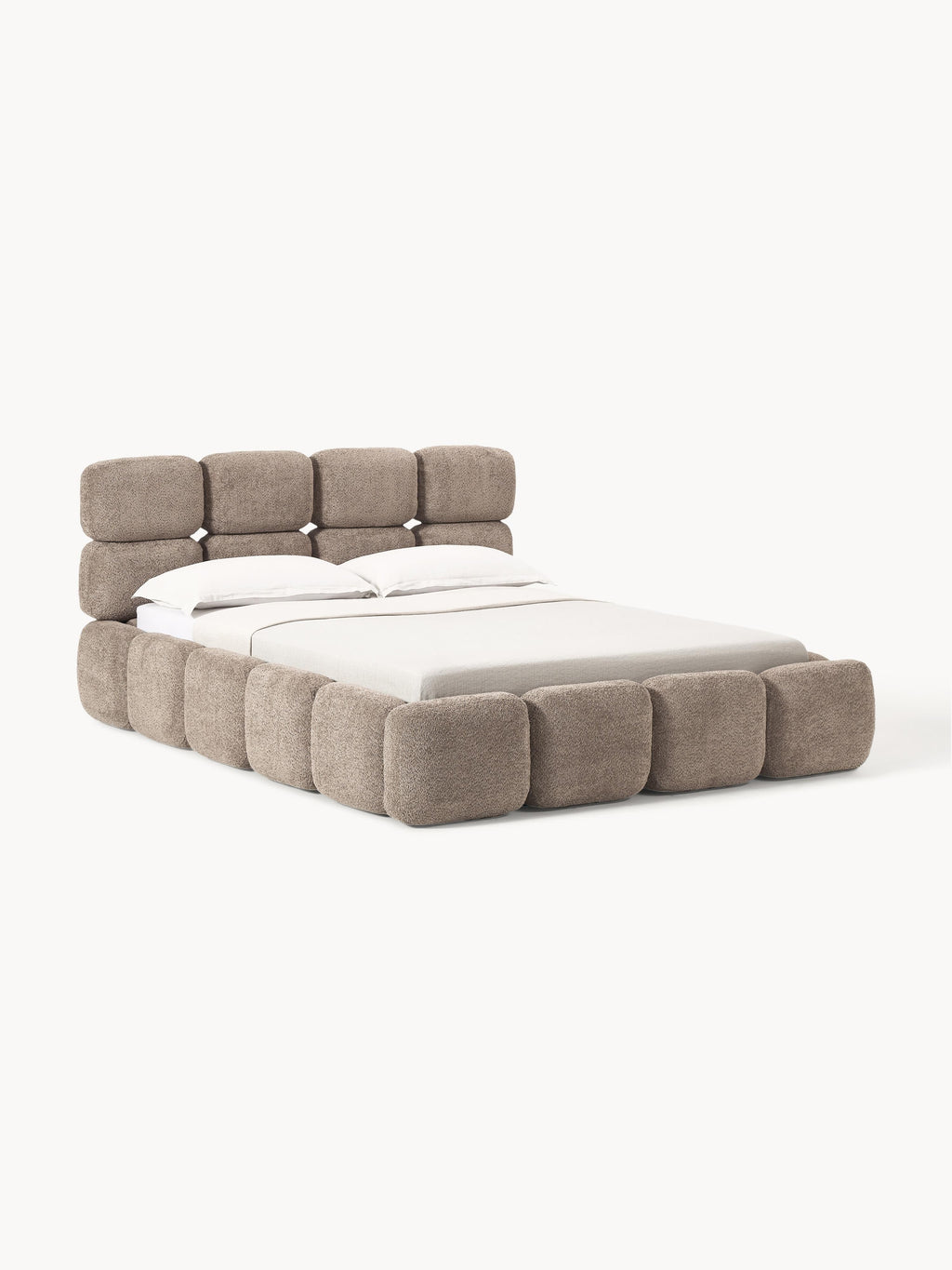 Gallery image 1 - Upholstered Teddy Bouclé Bed Tayla with Storage Space