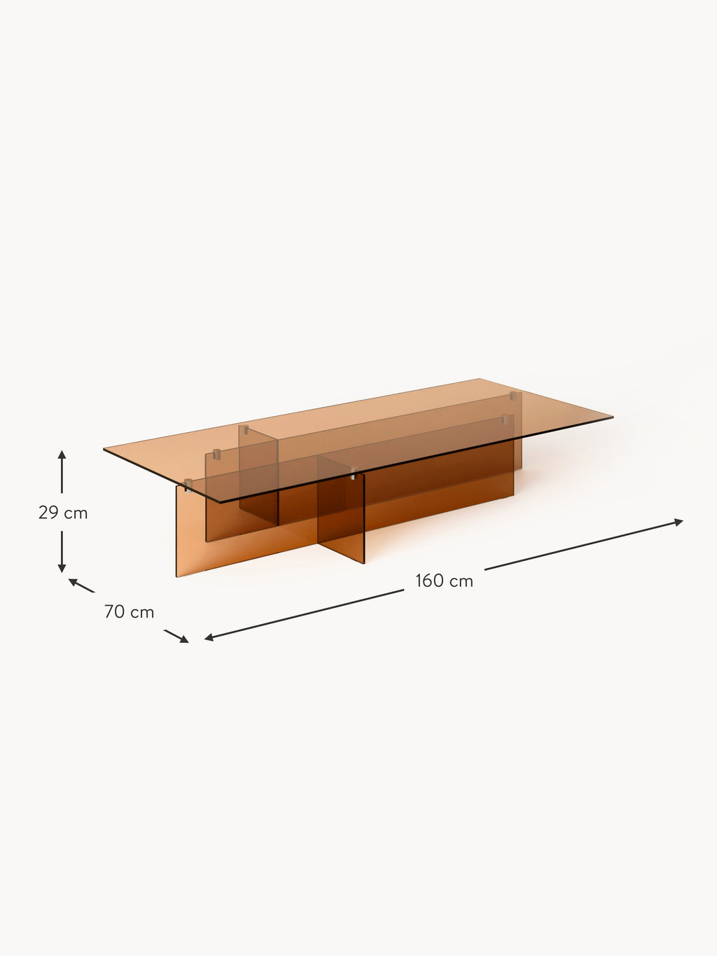 Anouk Large Glass Coffee Table, W 160 cm