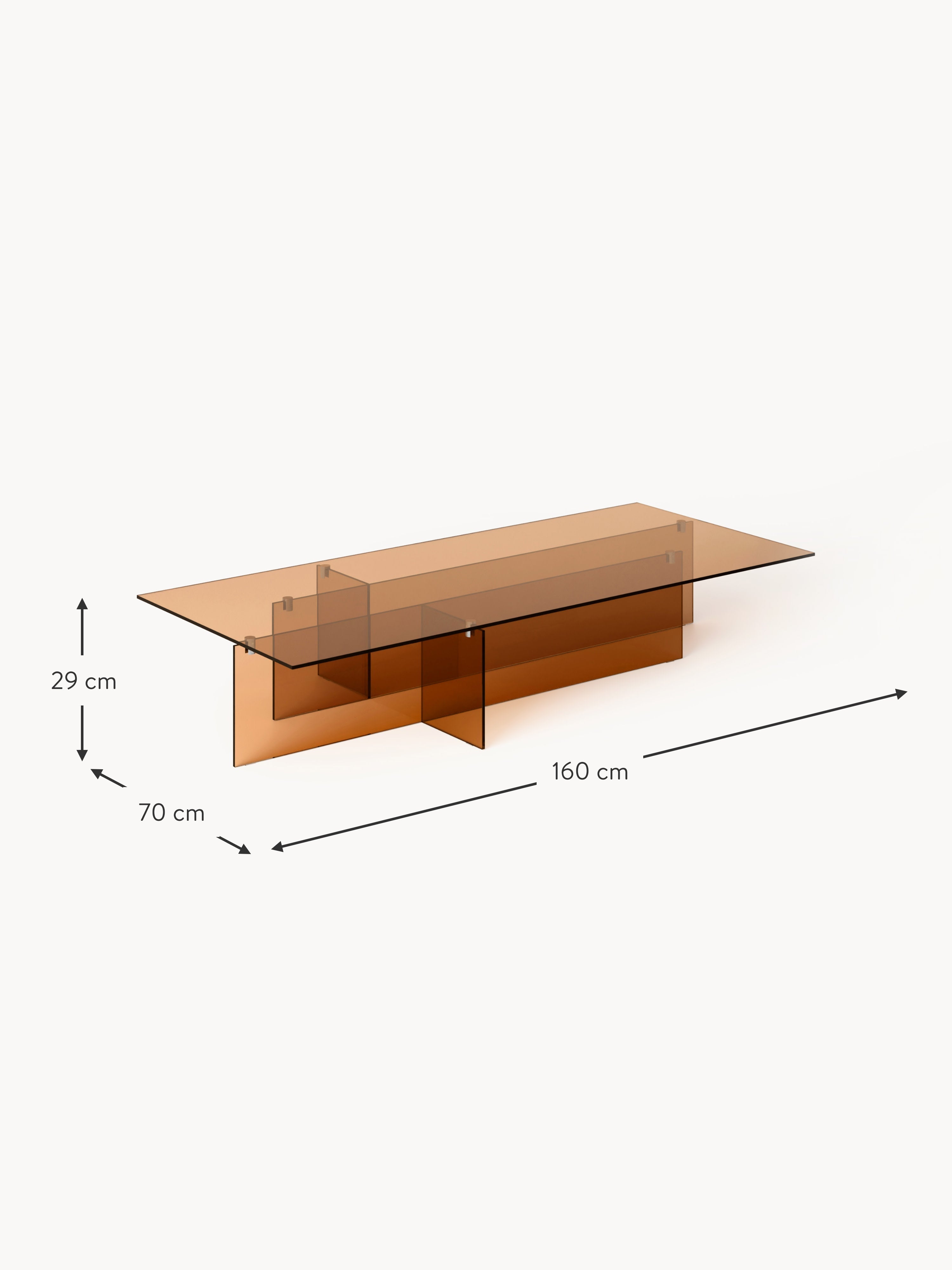 Anouk Large Glass Coffee Table, W 160 cm