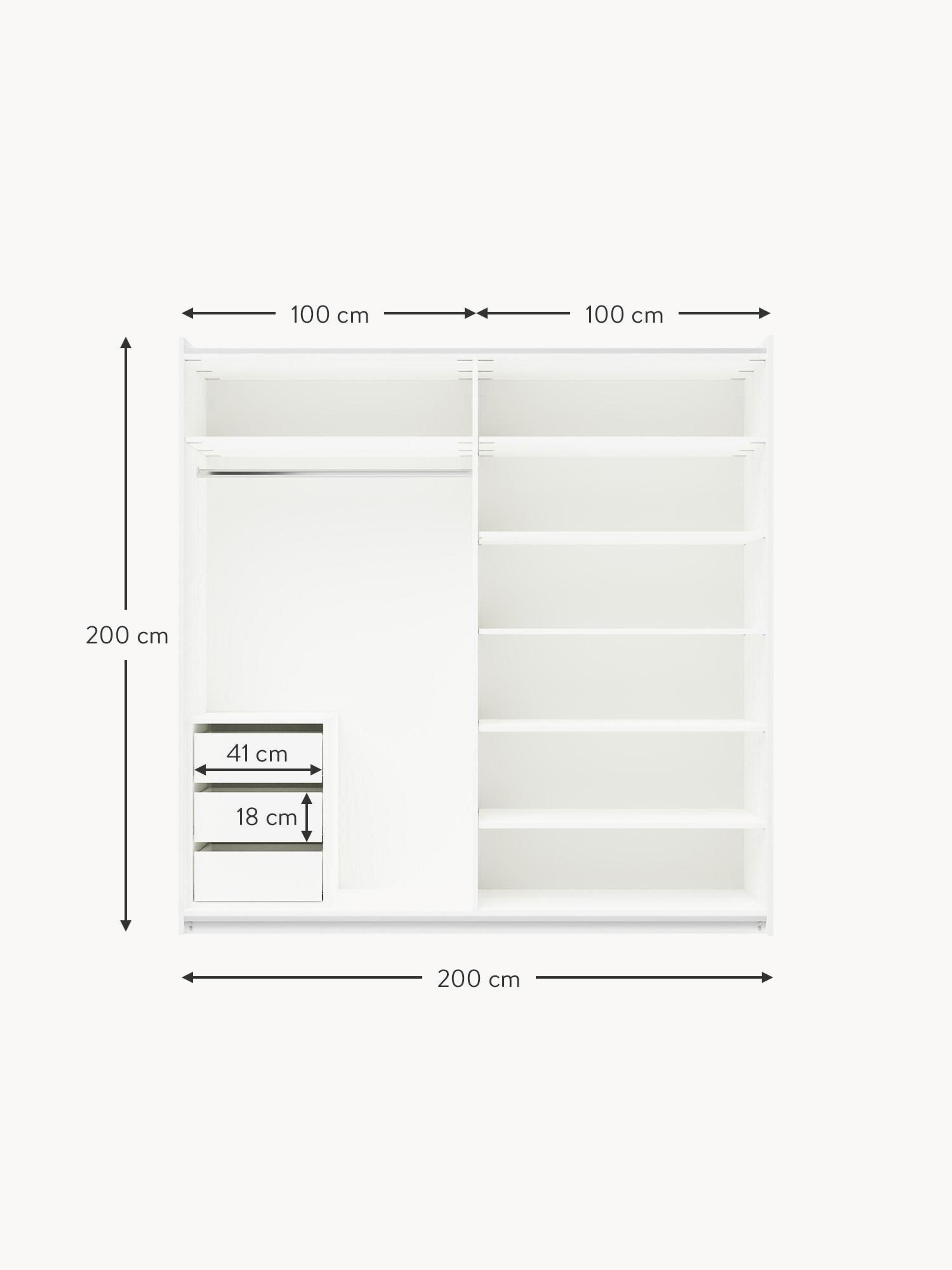 Charlotte Modular Sliding Door Wardrobe, 200 cm Wide, in various sizes