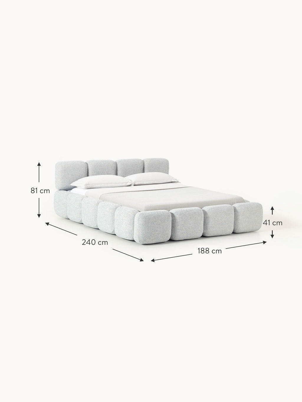 Tayla Upholstered Bouclé Bed with Storage Space
