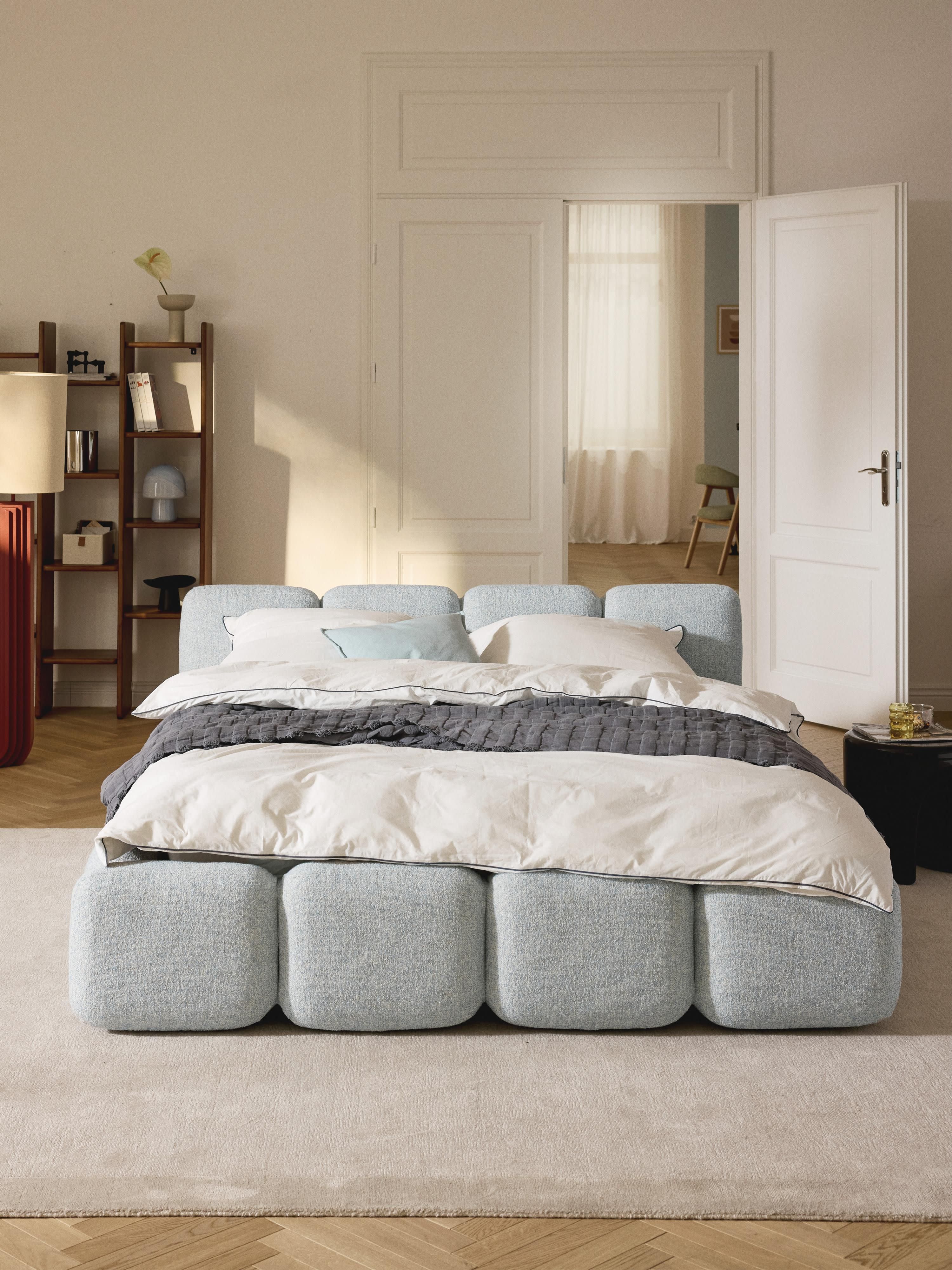 Tayla Upholstered Bouclé Bed with Storage Space