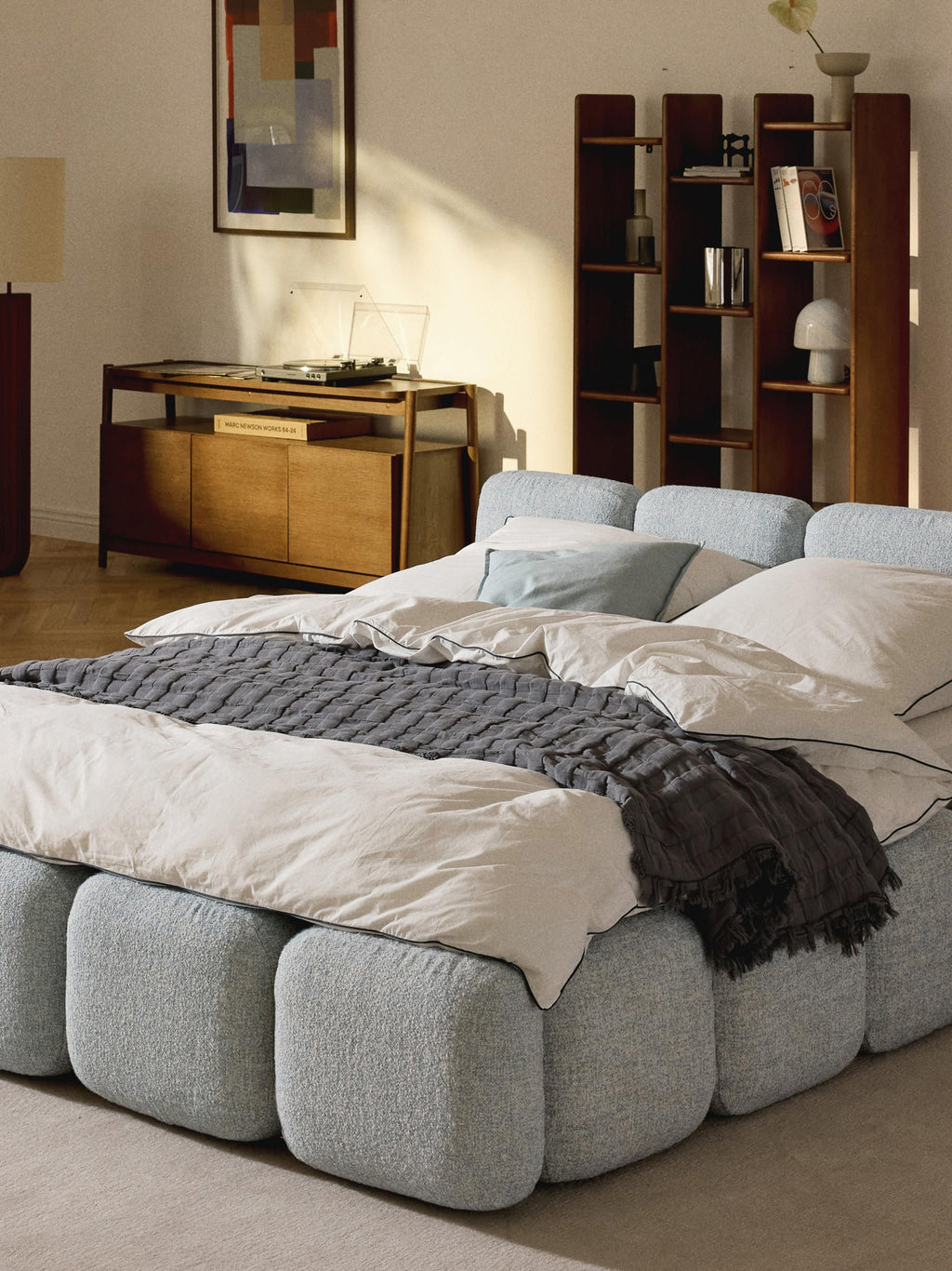 Tayla Upholstered Bouclé Bed with Storage Space