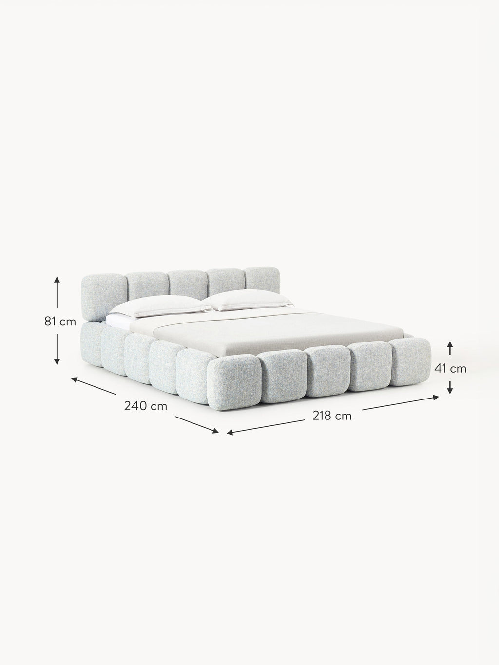 Tayla Upholstered Bouclé Bed with Storage Space