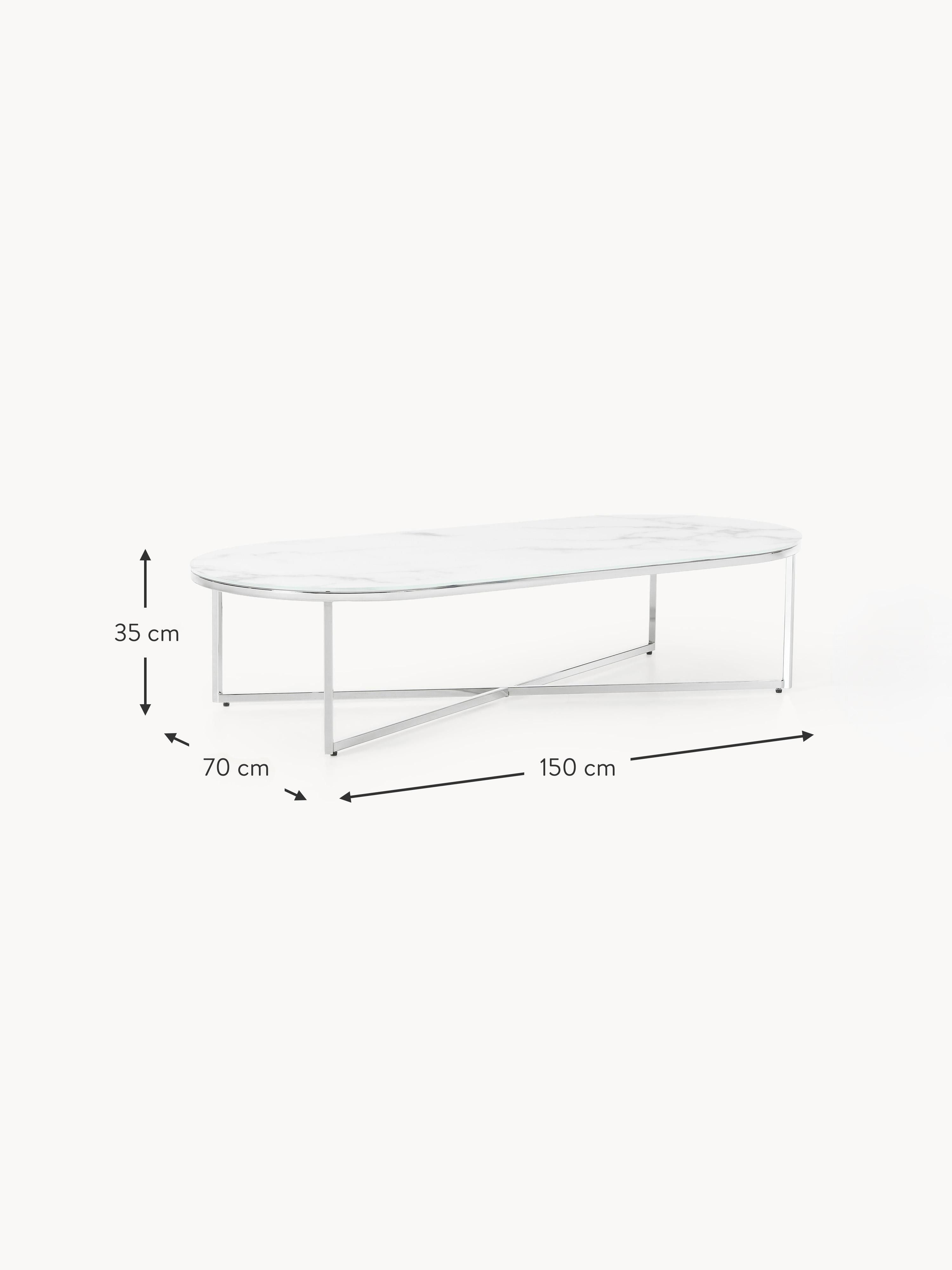 Antigua Oval Coffee Table with Marble Effect Glass Top