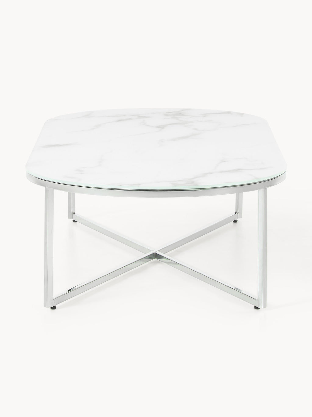 Antigua Oval Coffee Table with Marble Effect Glass Top