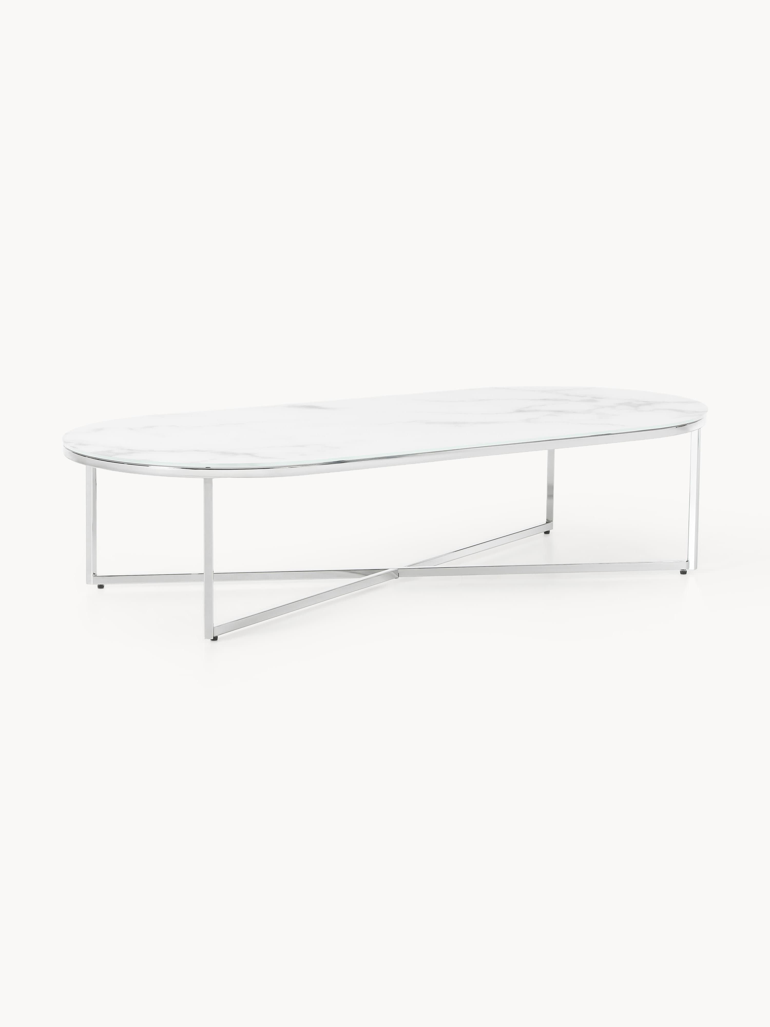 Gallery image 1 - Oval Coffee Table Antigua with Marble Effect Glass Top