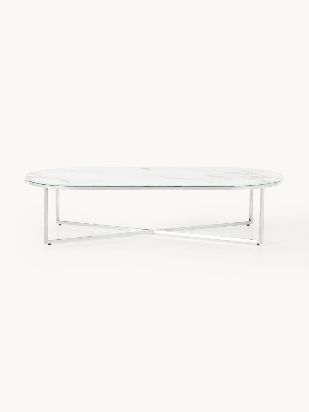 Antigua Oval Coffee Table with Marble Effect Glass Top