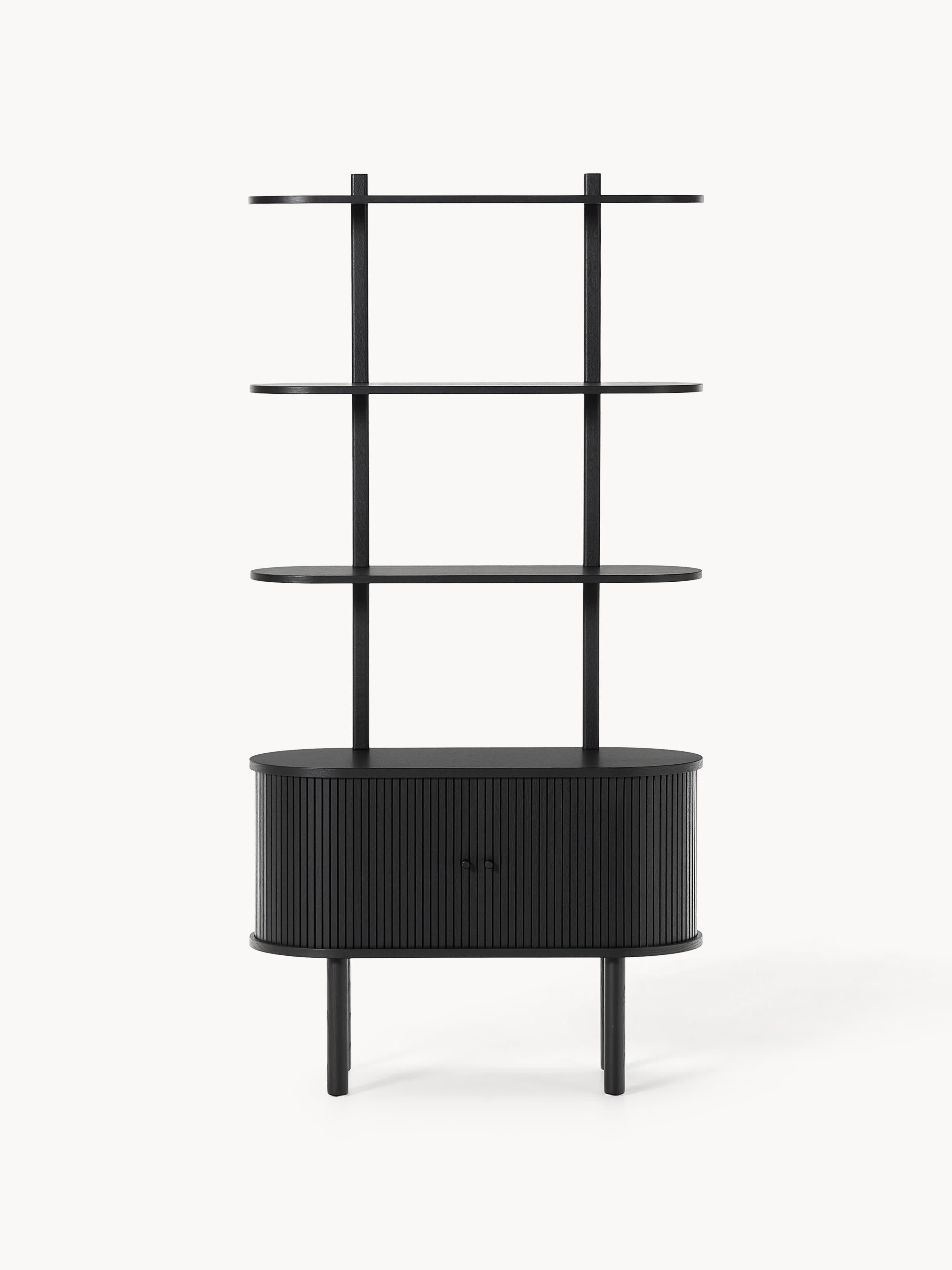 Calary Narrow Shelving Unit with Fluted Front
