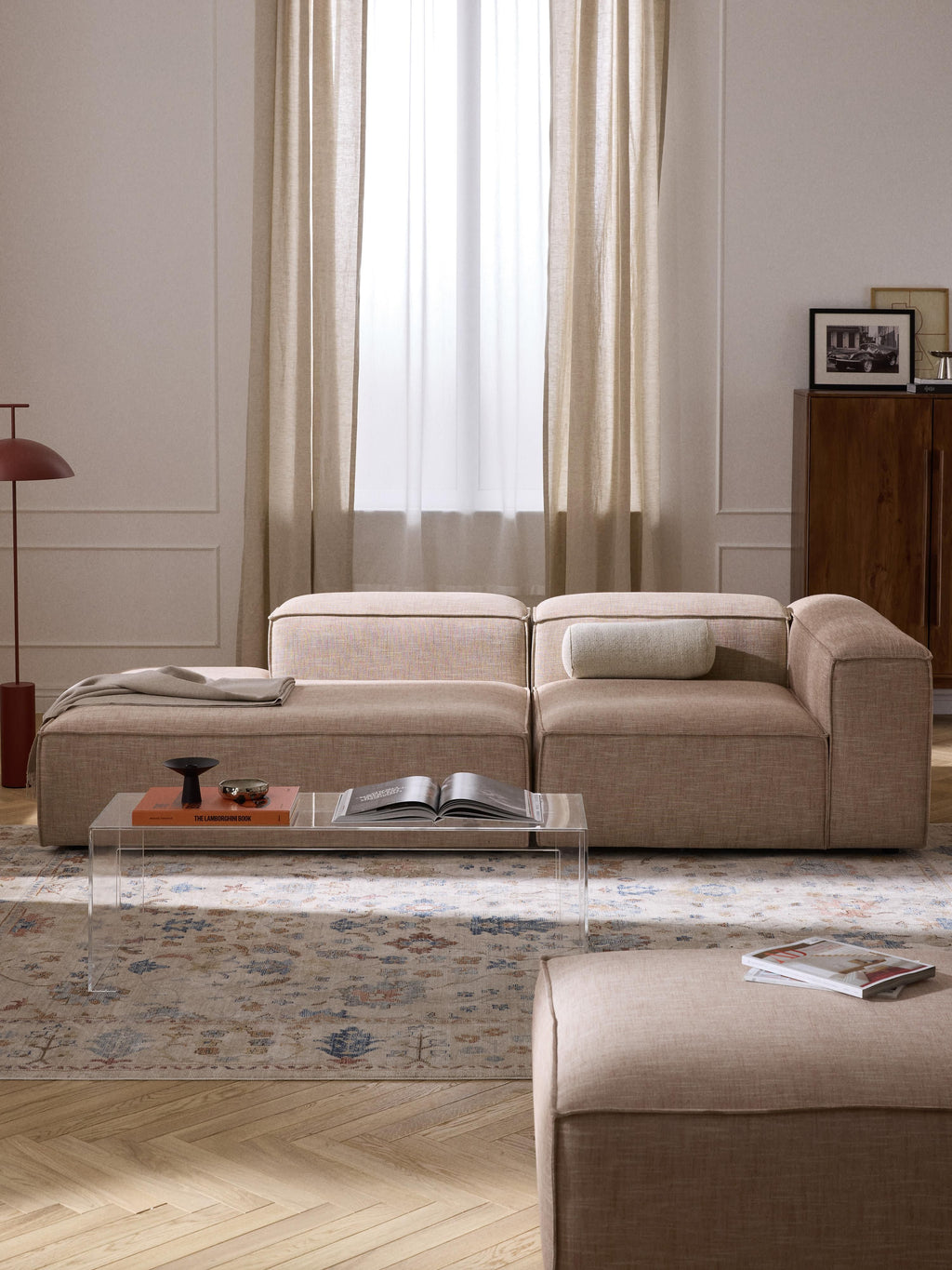 Lennon Linen Blend Modular Ottoman
