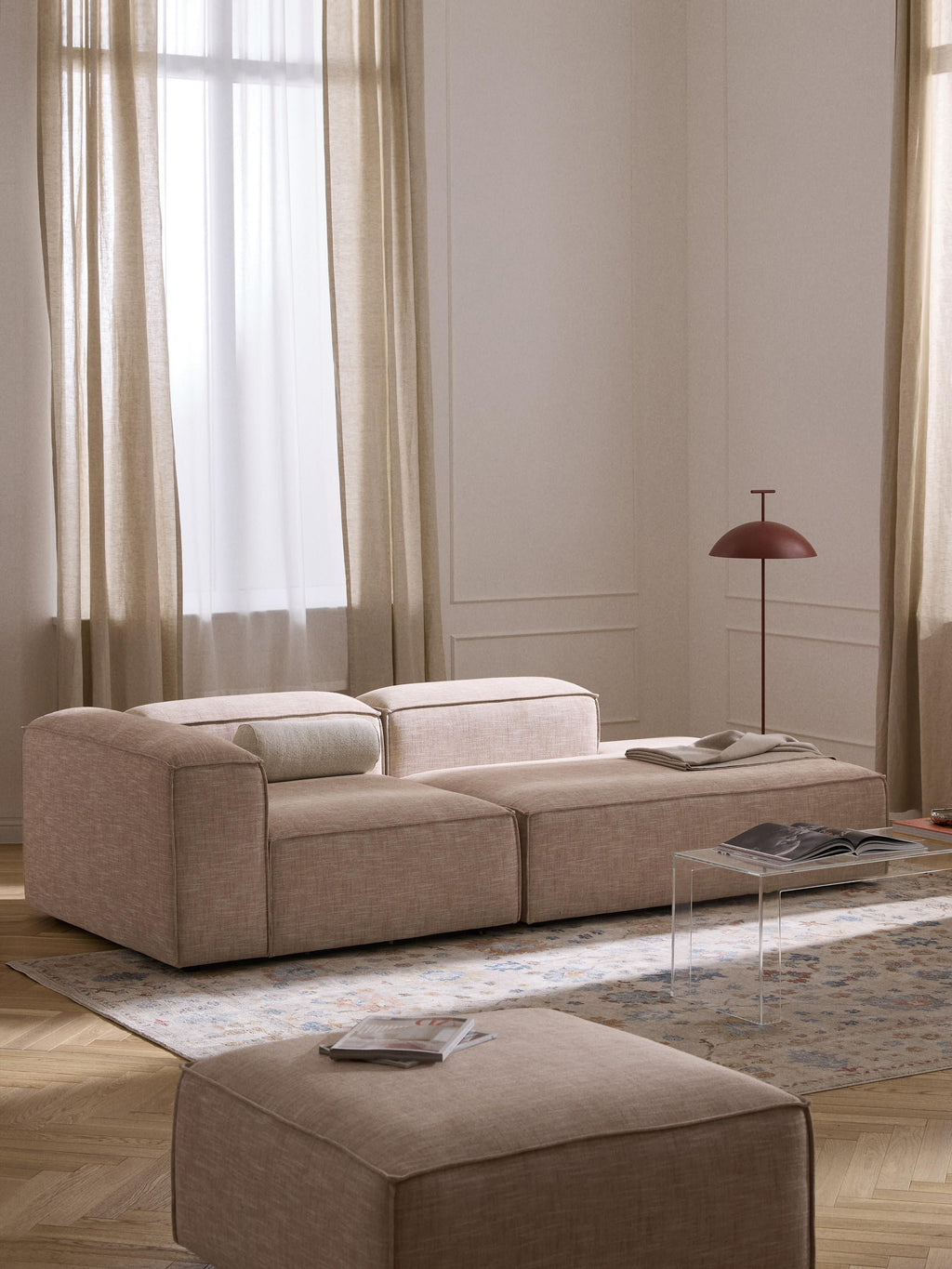 Lennon Linen Blend Modular Ottoman