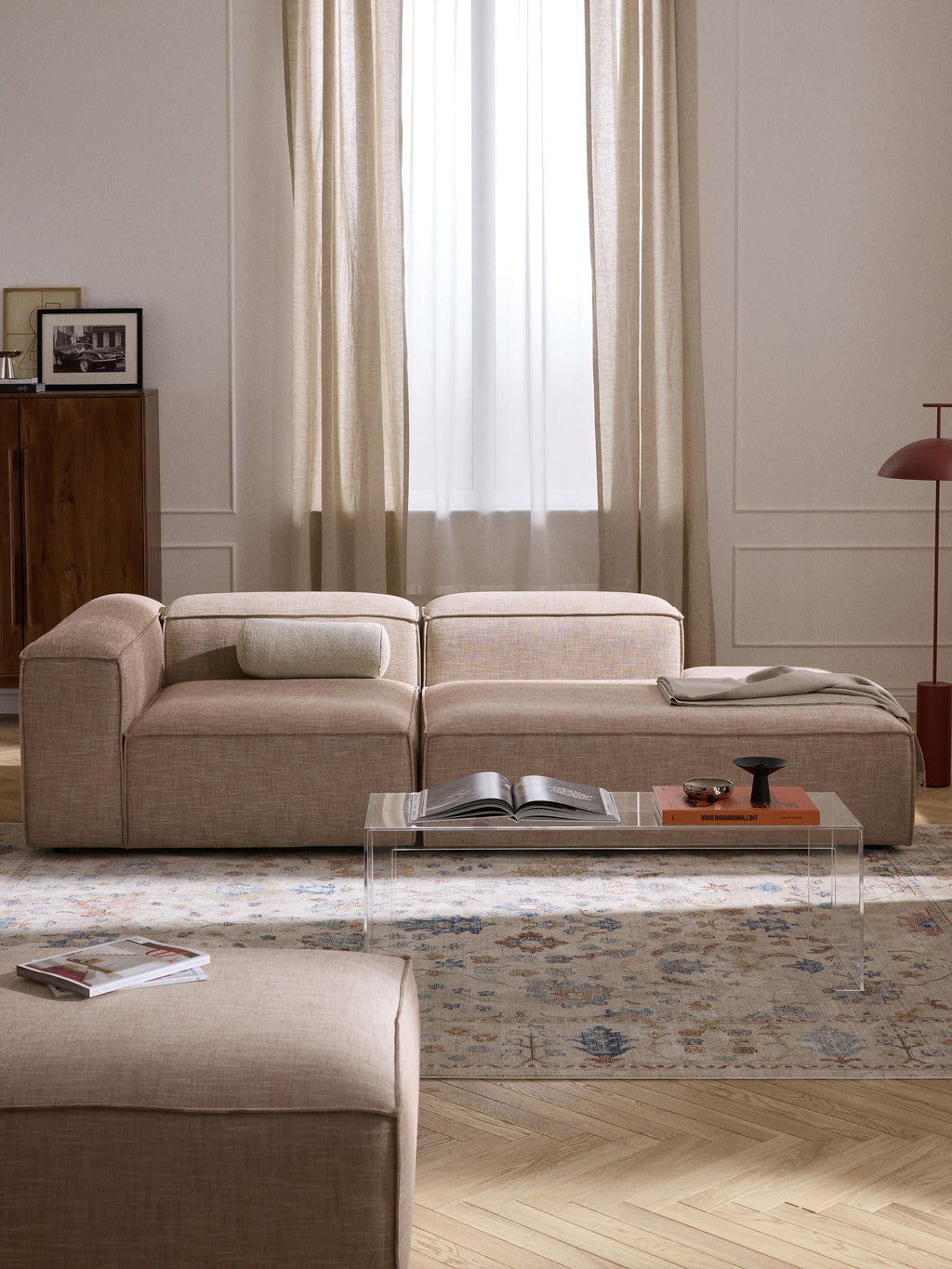 Lennon Linen Blend Modular Ottoman