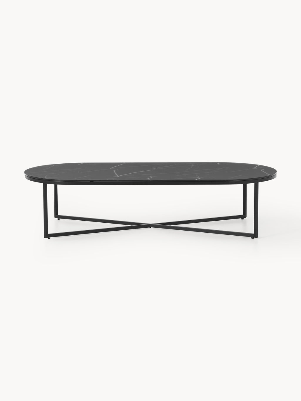 Antigua Oval Coffee Table with Marble Effect Glass Top