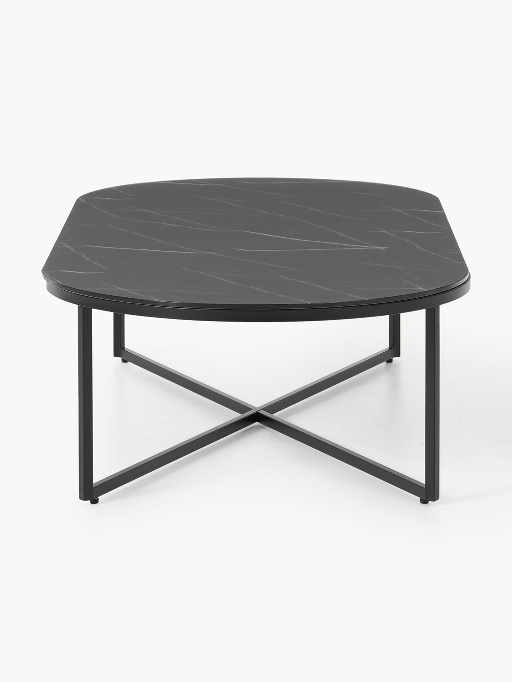 Antigua Oval Coffee Table with Marble Effect Glass Top