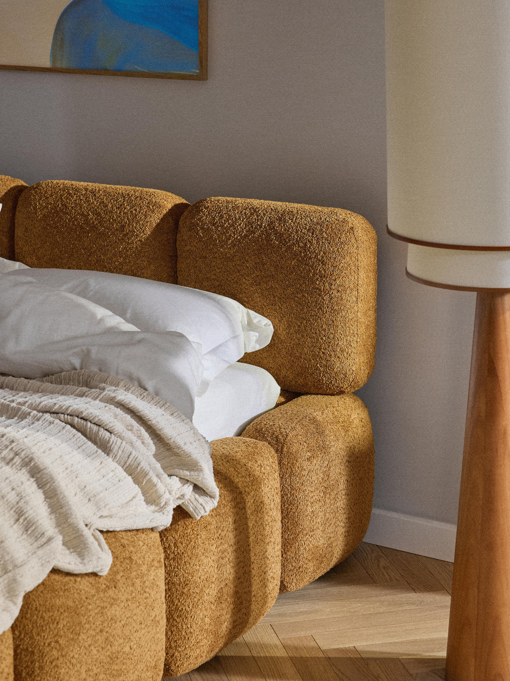 Tayla Upholstered Teddy Bouclé Bed with Storage Space