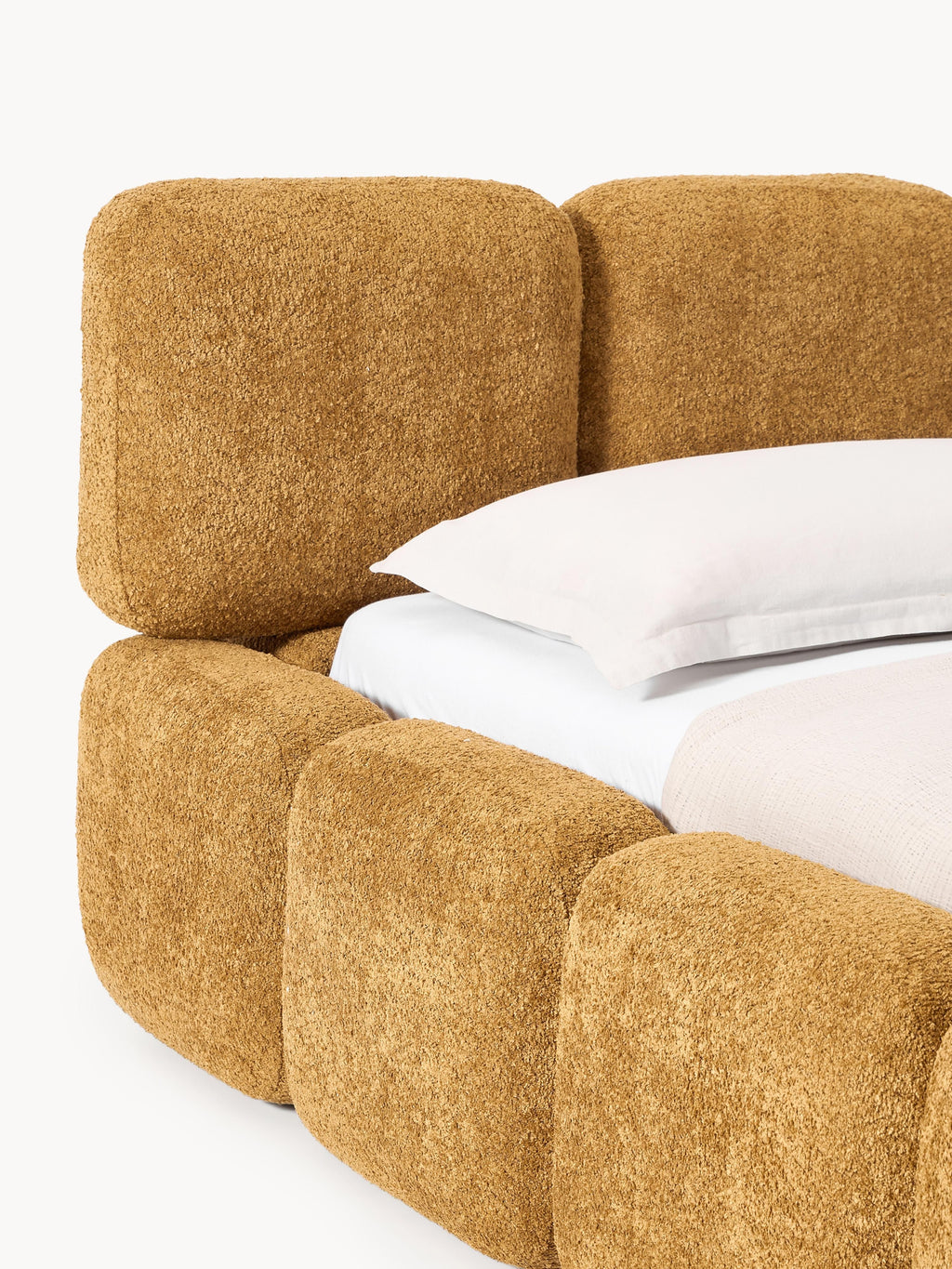 Tayla Upholstered Teddy Bouclé Bed with Storage Space