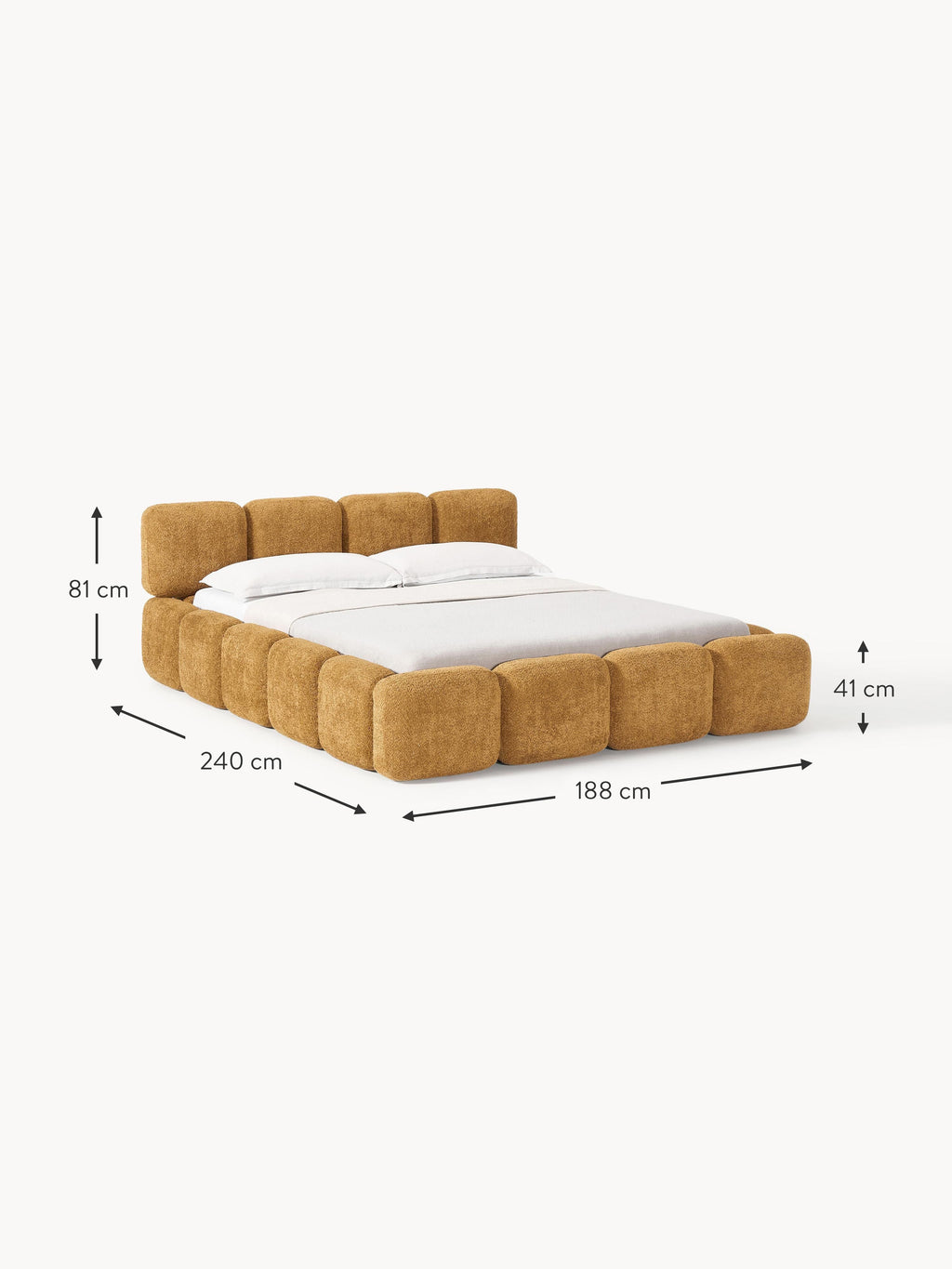 Tayla Upholstered Teddy Bouclé Bed with Storage Space