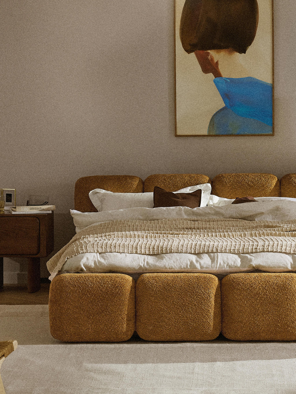 Tayla Upholstered Teddy Bouclé Bed with Storage Space