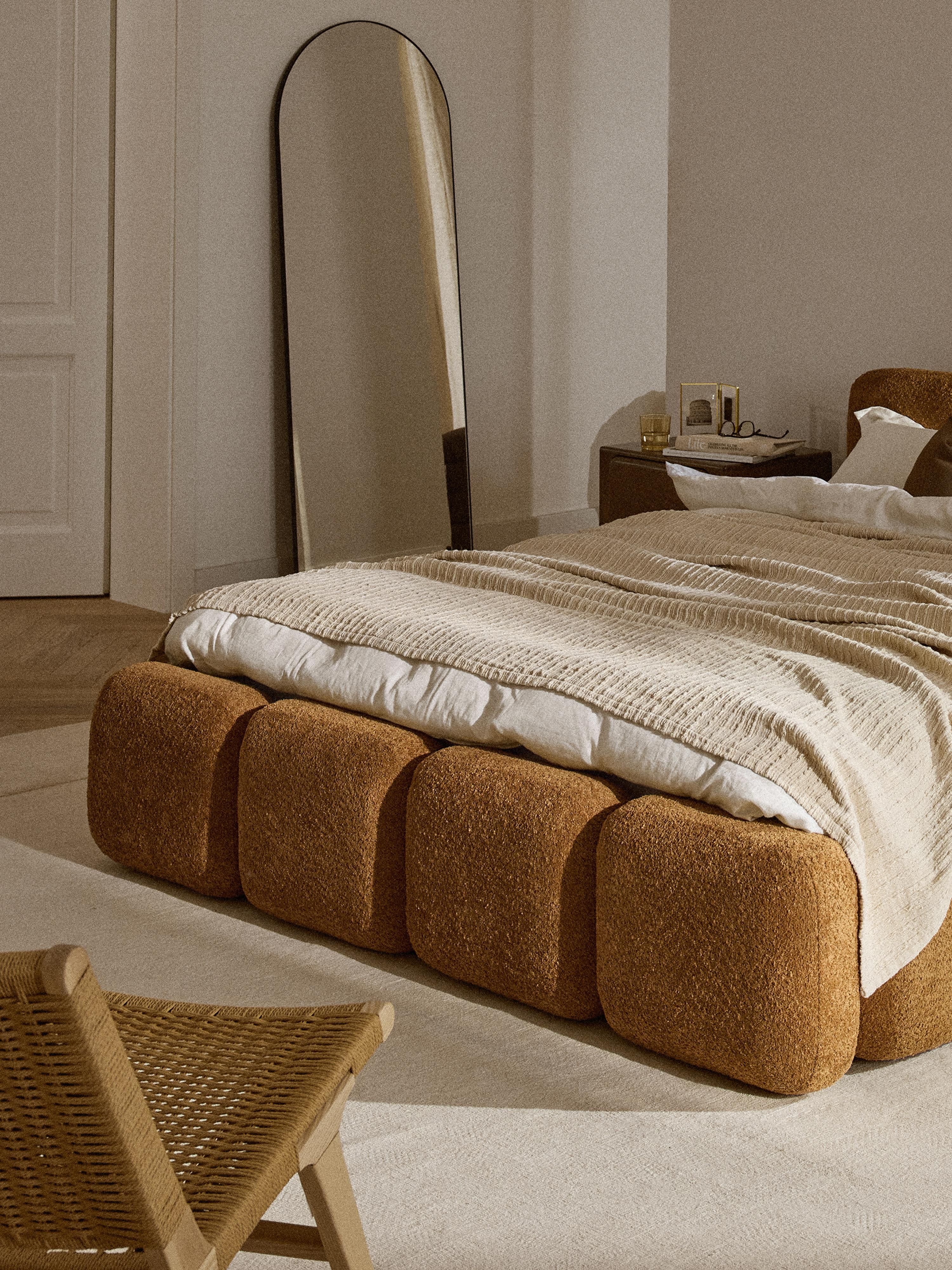 Tayla Upholstered Teddy Bouclé Bed with Storage Space