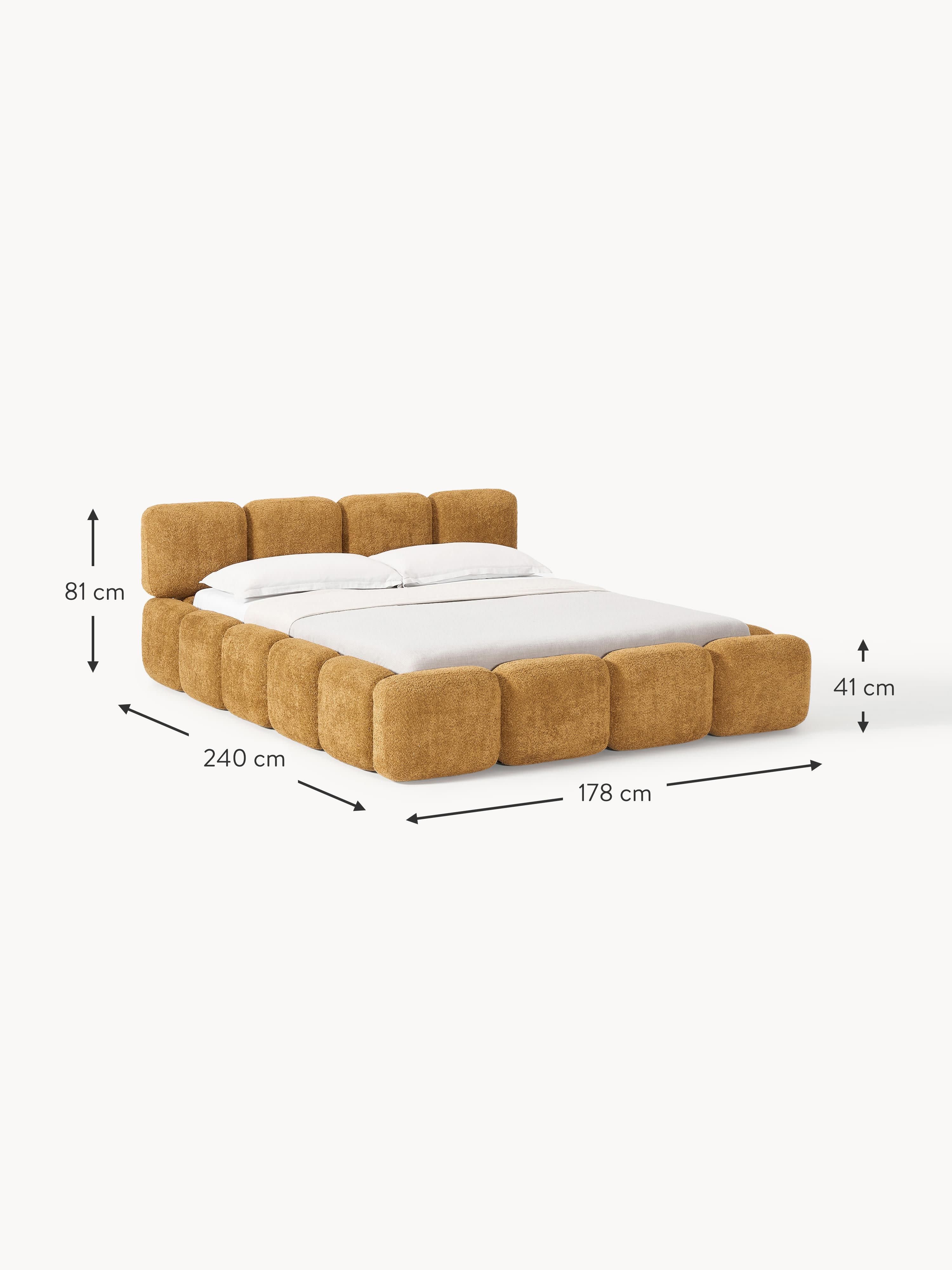 Tayla Upholstered Teddy Bouclé Bed with Storage Space