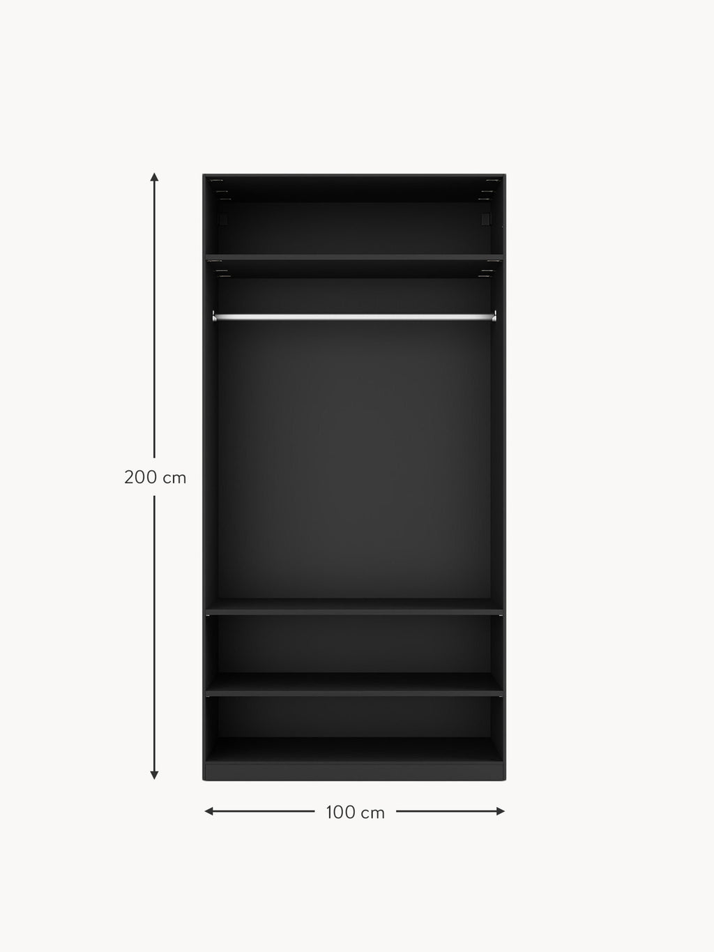 Simone Modular Hinged Door Wardrobe, 100 cm Wide, in various sizes