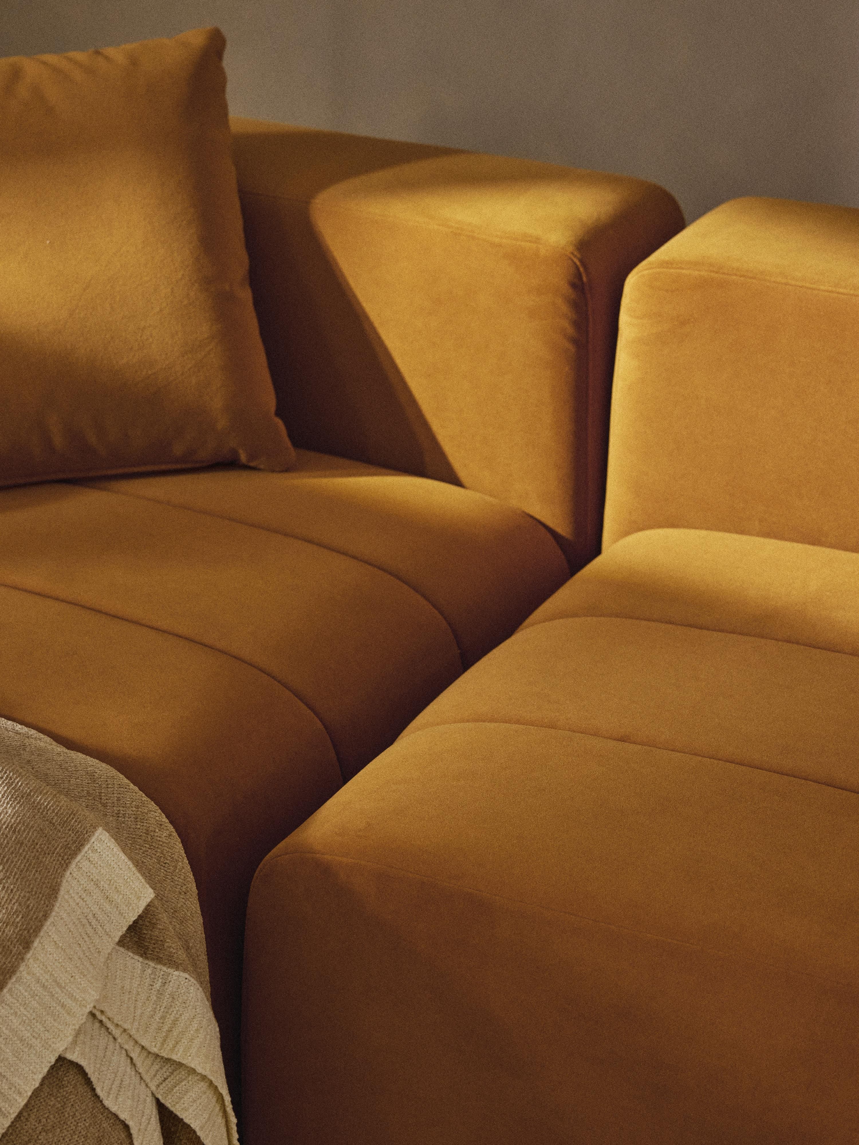 Lena Modular Velvet Sofa (4-seater) with Ottoman (left/right)