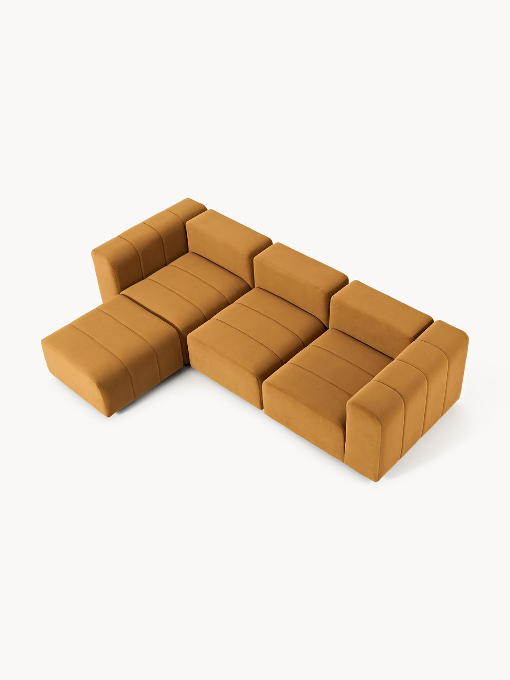 Lena Modular Velvet Sofa (4-seater) with Ottoman (left/right)