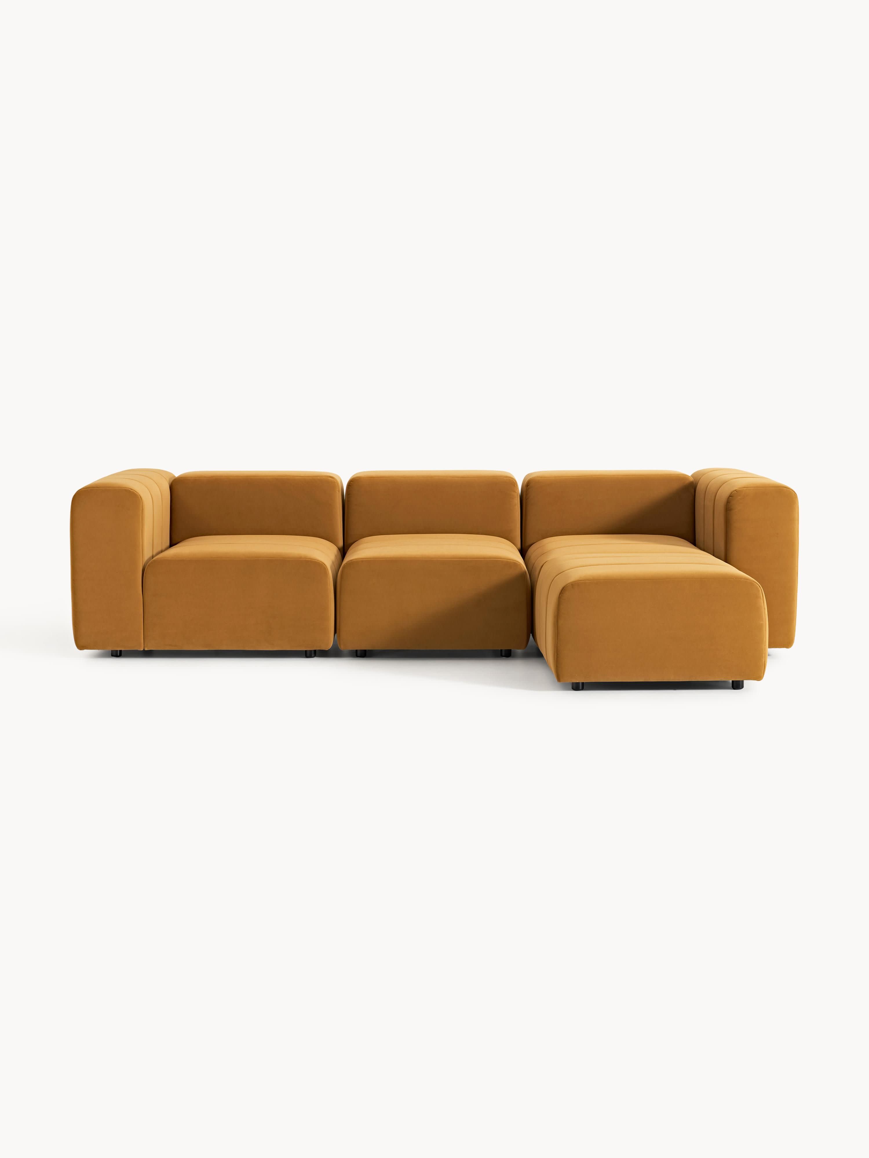 Lena Modular Velvet Sofa (4-seater) with Ottoman (left/right)