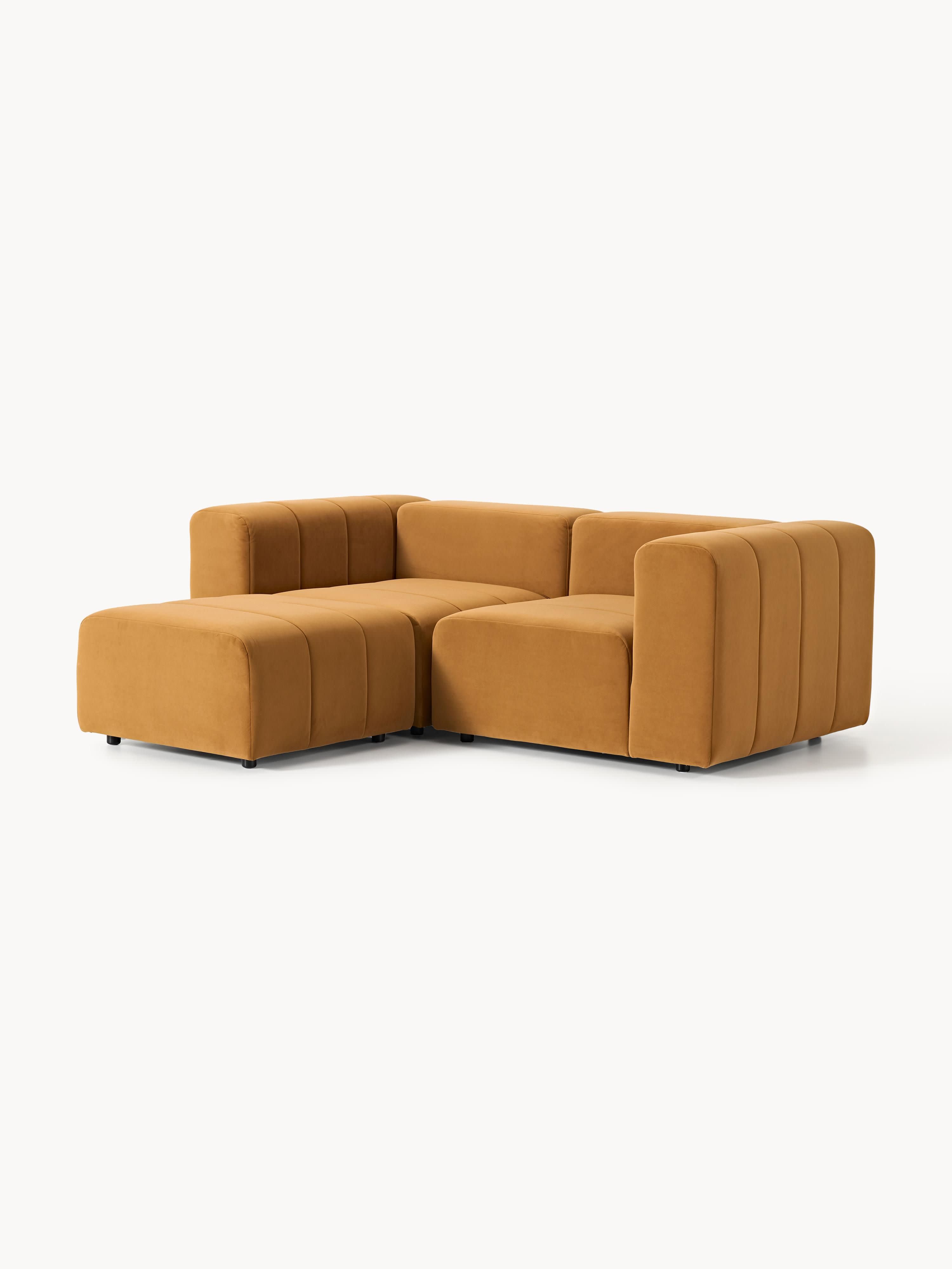 Lena Modular Velvet Sofa (2-seater) with Ottoman (left/right)