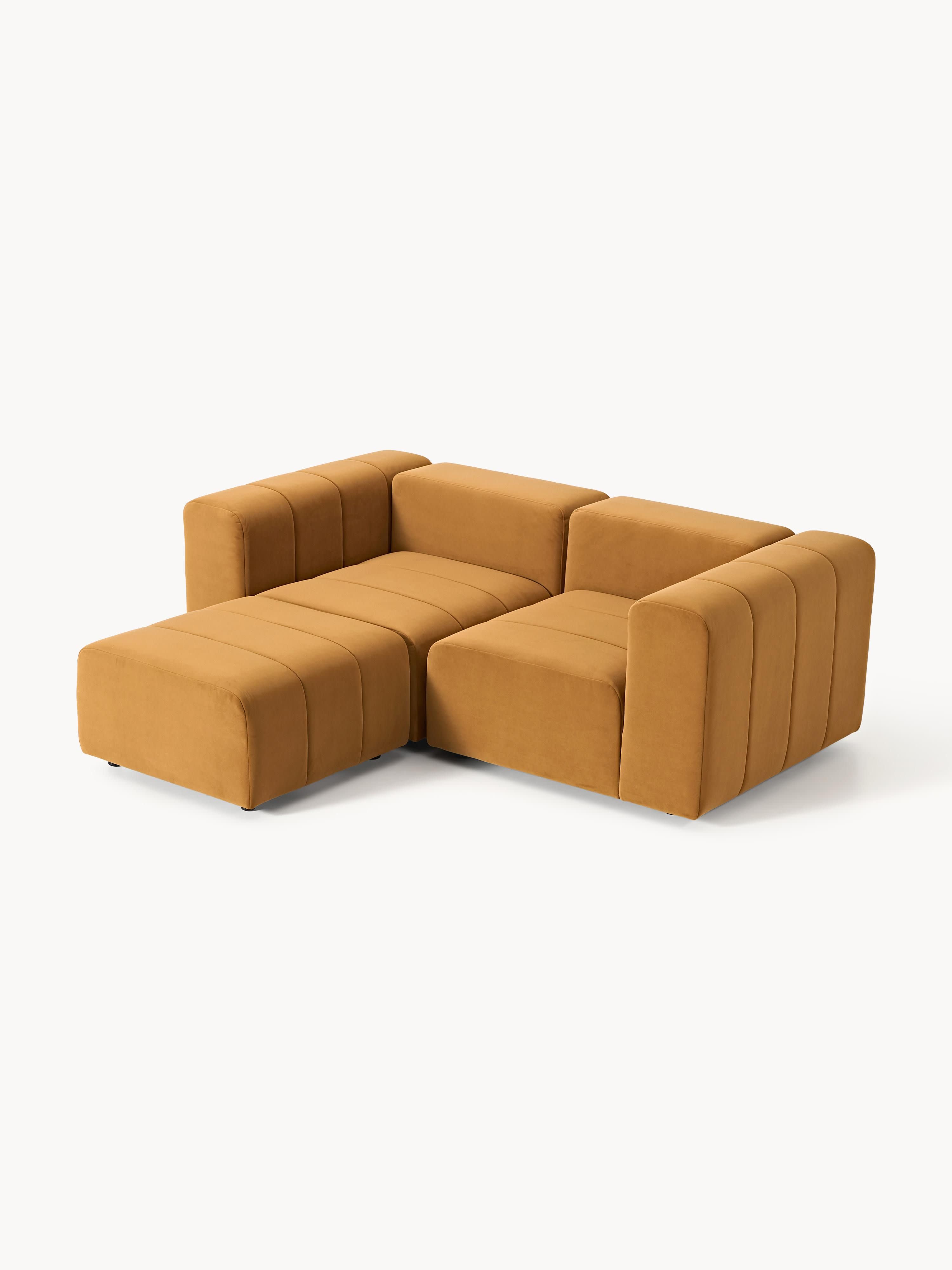 Lena Modular Velvet Sofa (2-seater) with Ottoman (left/right)