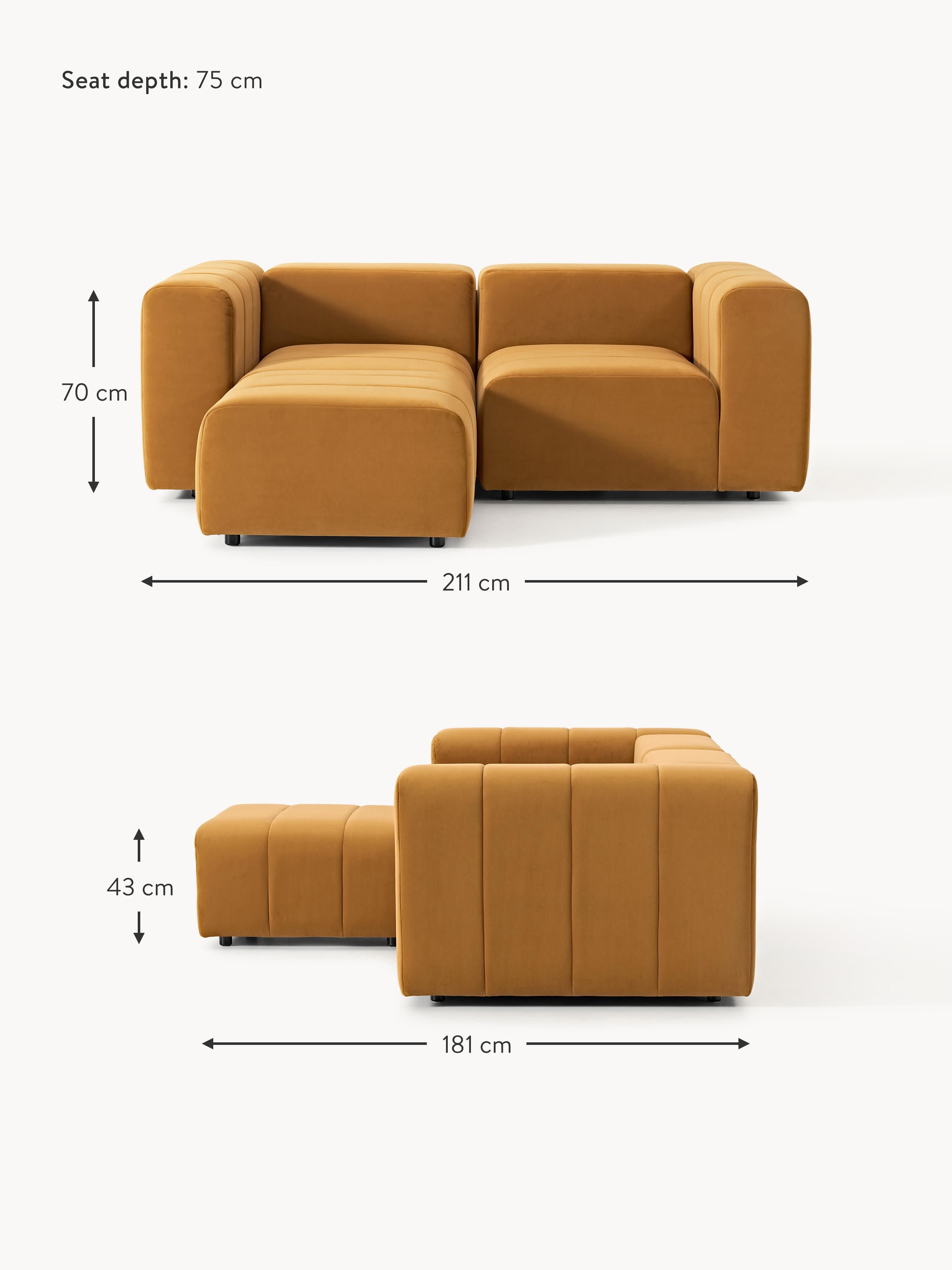 Lena Modular Velvet Sofa (2-seater) with Ottoman (left/right)