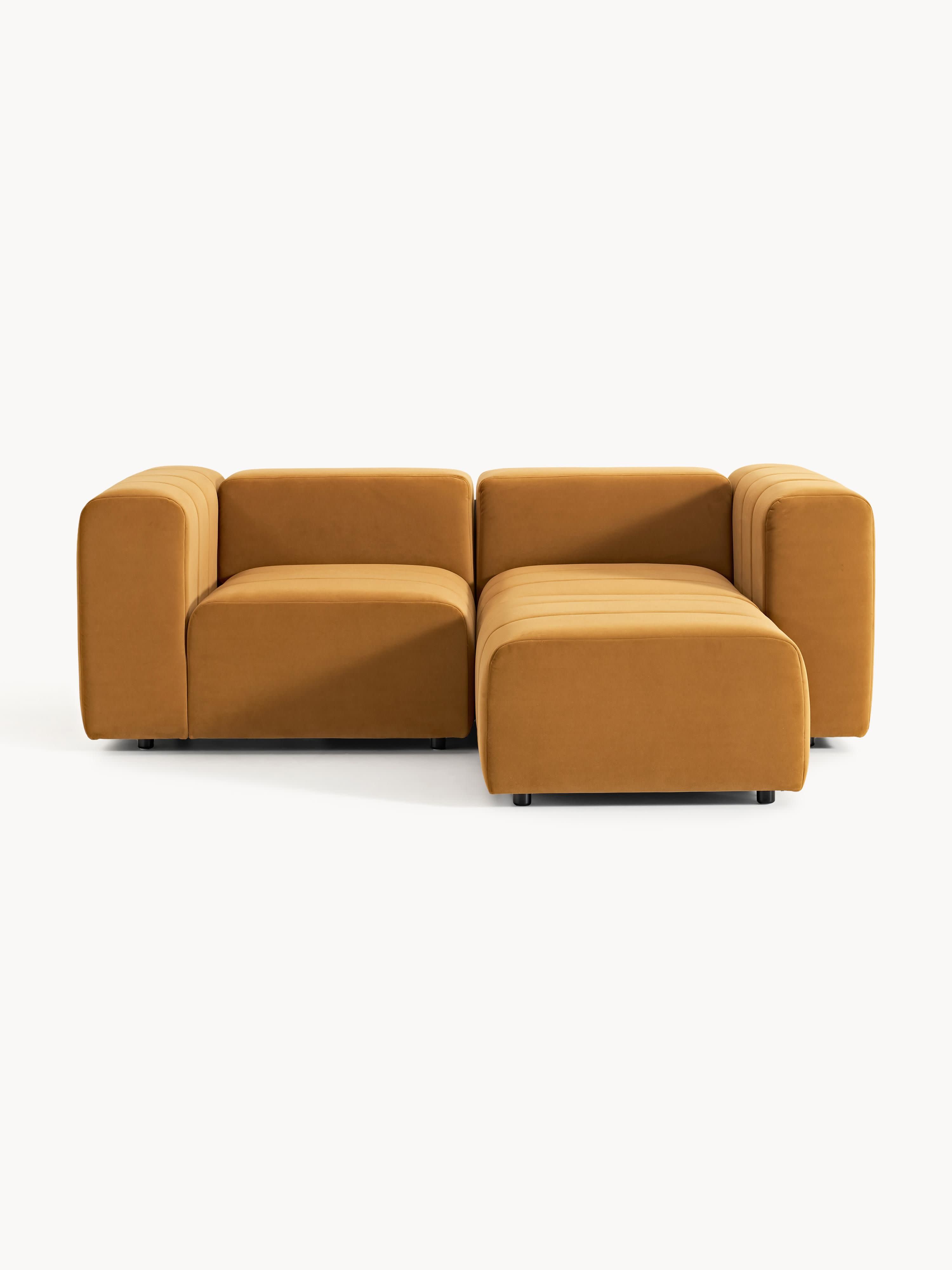 Lena Modular Velvet Sofa (2-seater) with Ottoman (left/right)