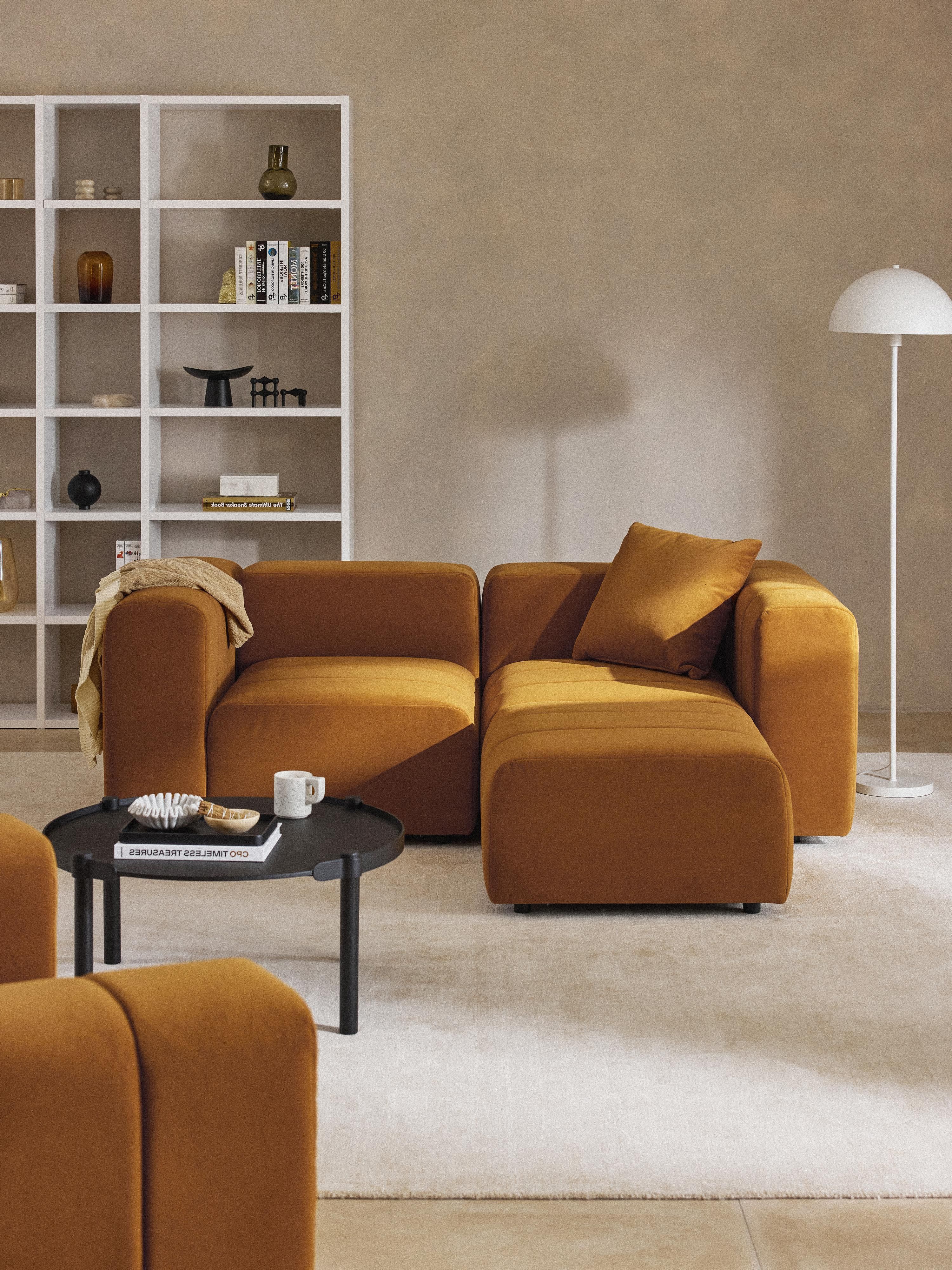 Lena Modular Velvet Sofa (2-seater) with Ottoman (left/right)