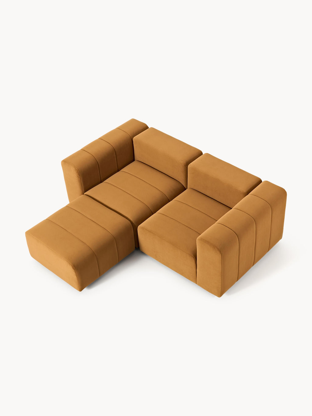 Lena Modular Velvet Sofa (2-seater) with Ottoman (left/right)