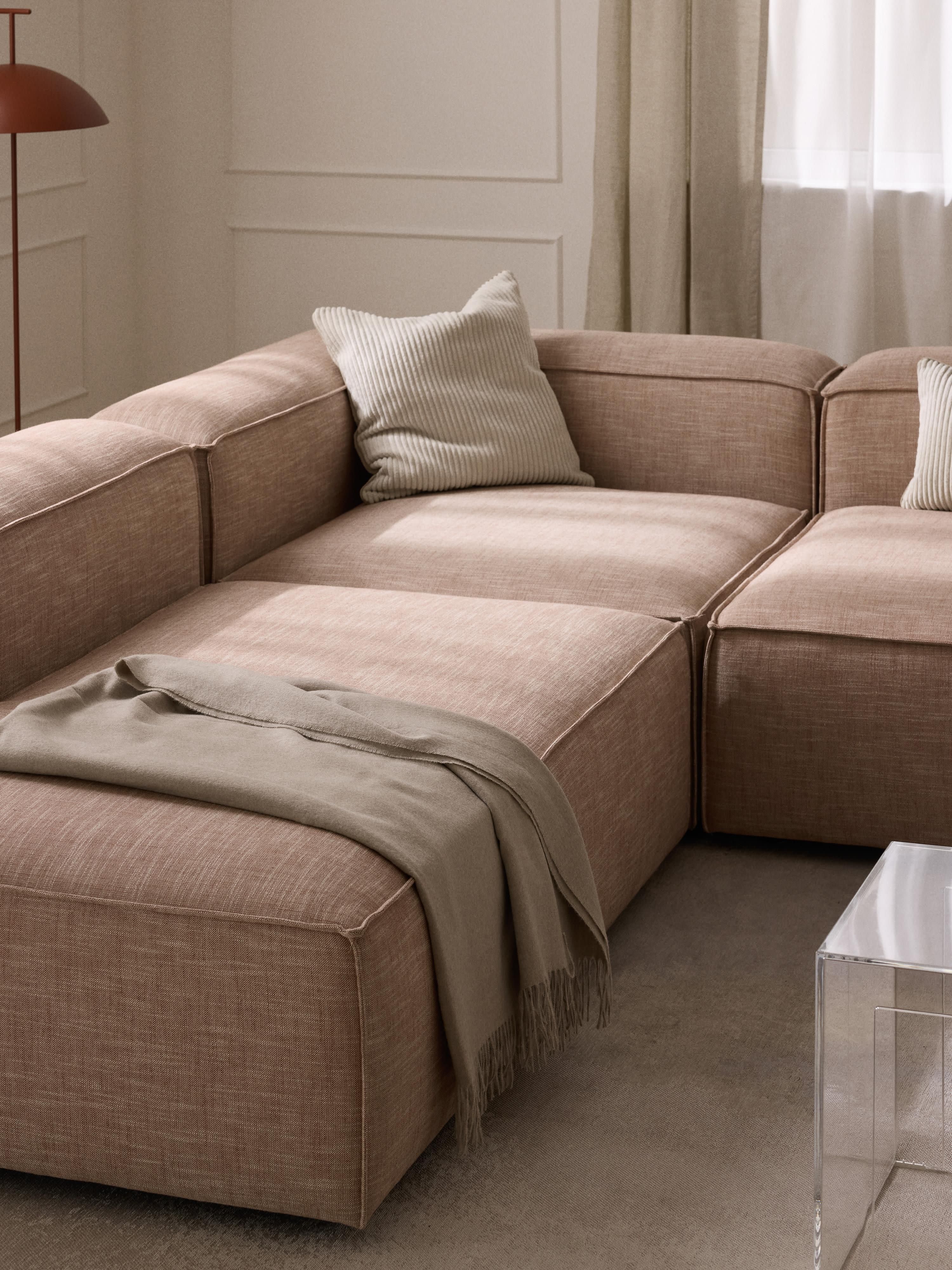 Lennon Linen Blend Modular Corner Sofa (4-seater)
