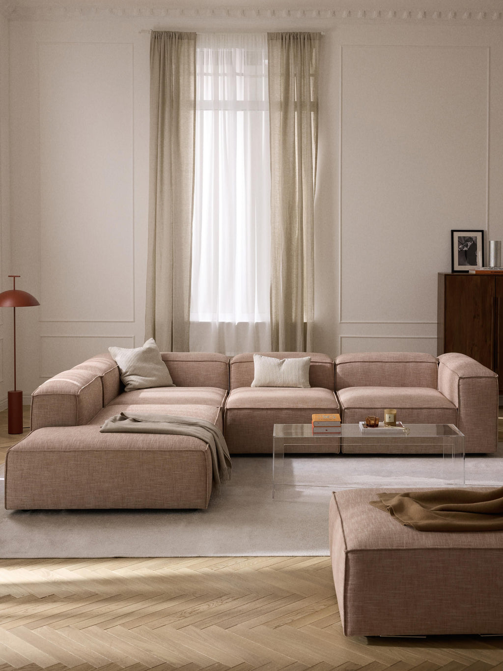 Lennon Linen Blend Modular Corner Sofa (4-seater)