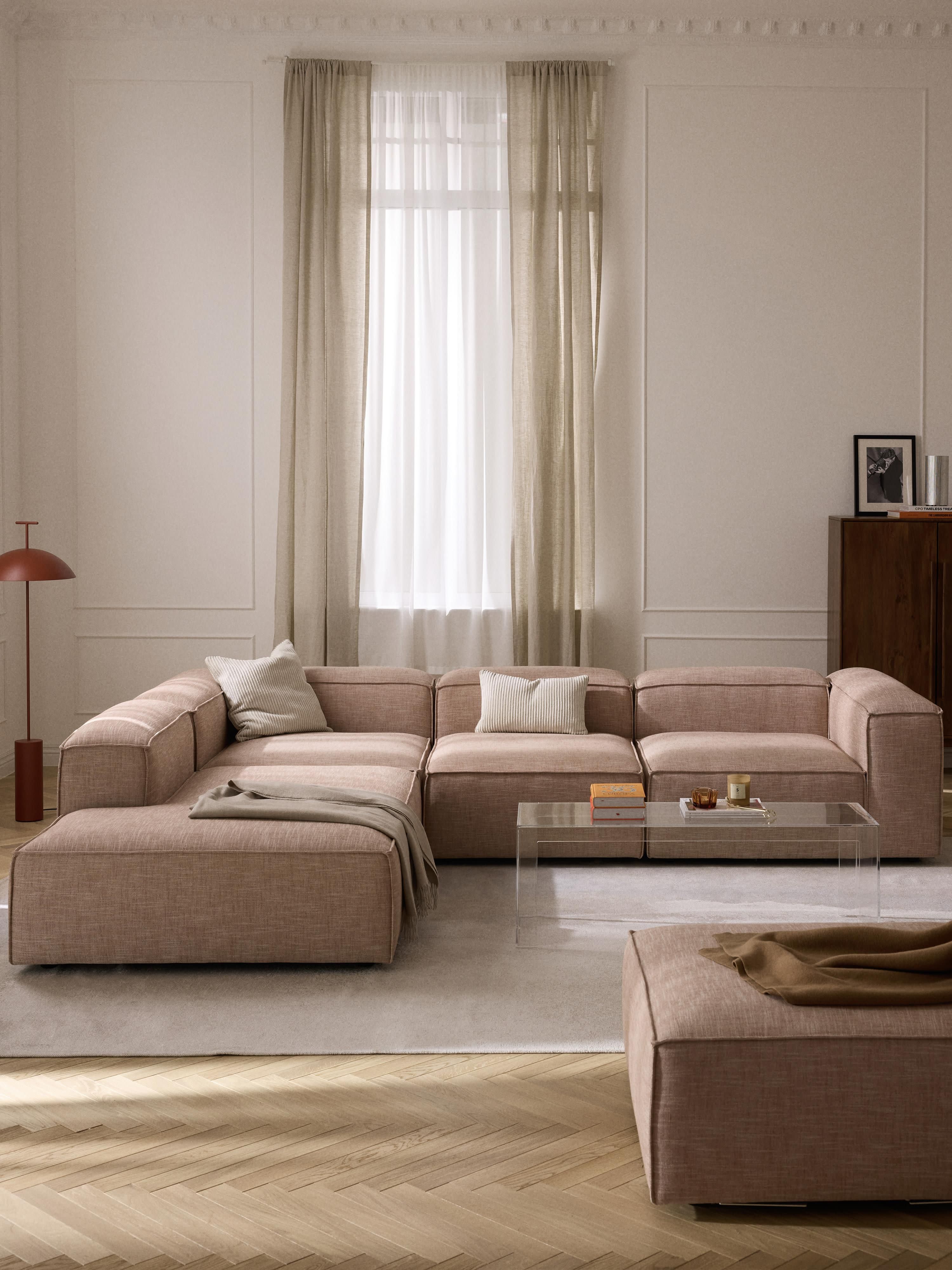 Lennon Linen Blend Modular Corner Sofa (4-seater)