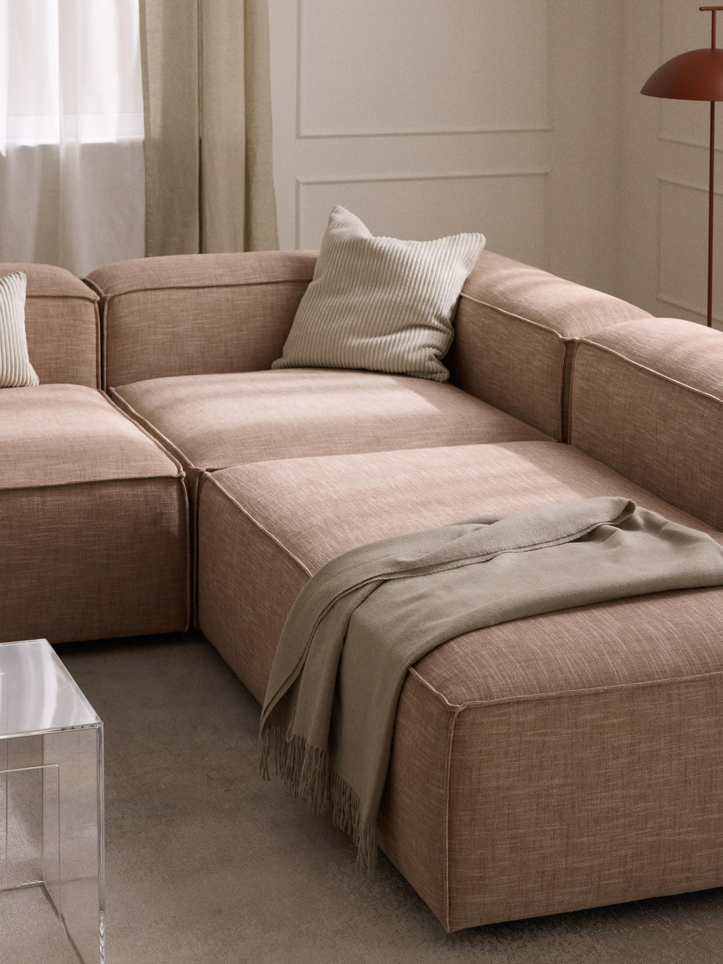 Lennon Linen Blend Modular Corner Sofa (4-seater)