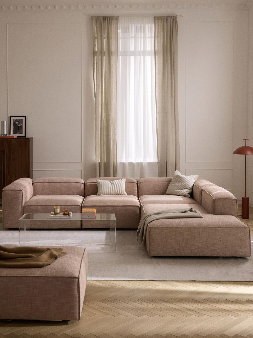 Lennon Linen Blend Modular Corner Sofa (4-seater)