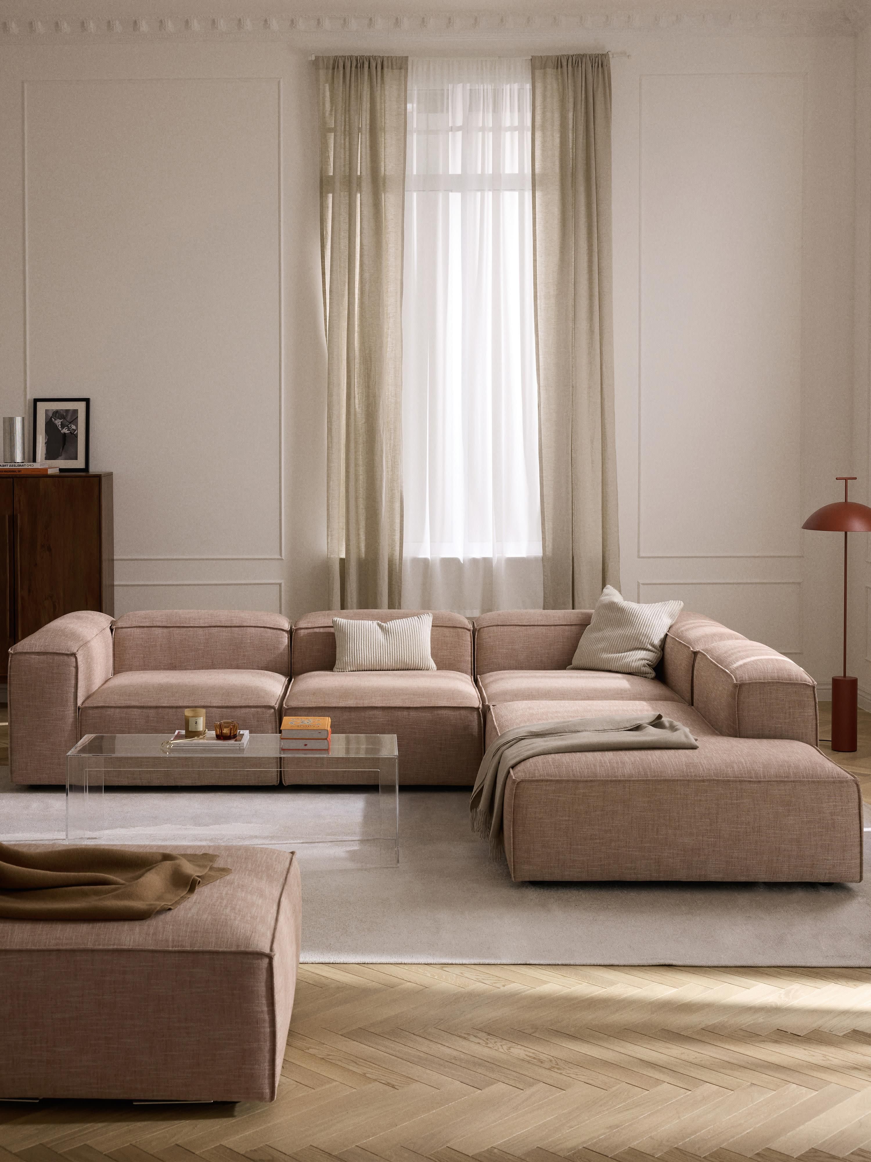 Lennon Linen Blend Modular Corner Sofa (4-seater)
