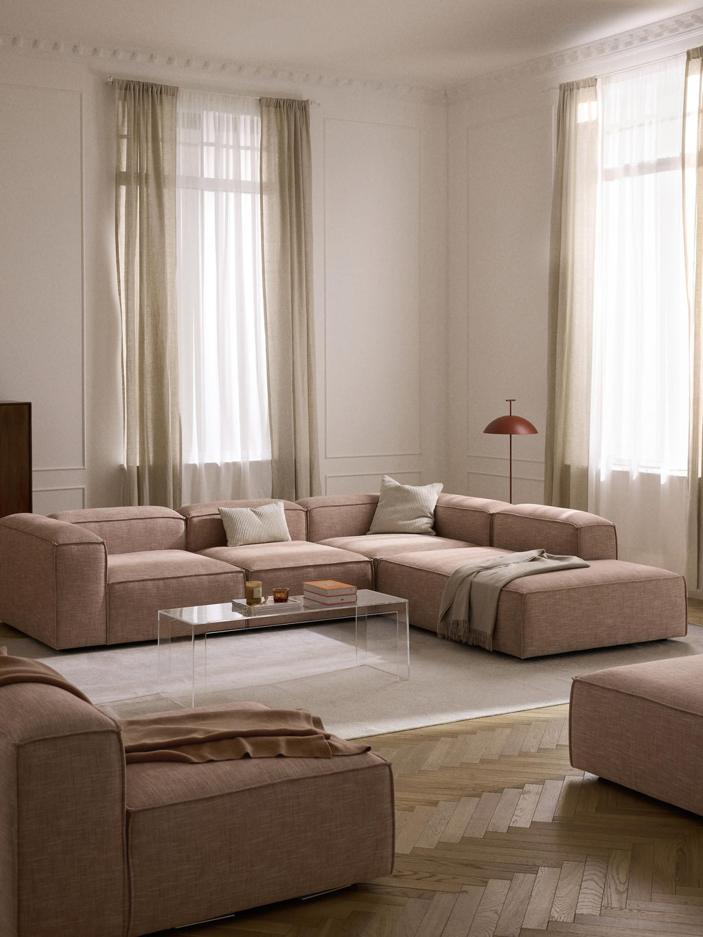 Lennon Linen Blend Modular Corner Sofa (4-seater)