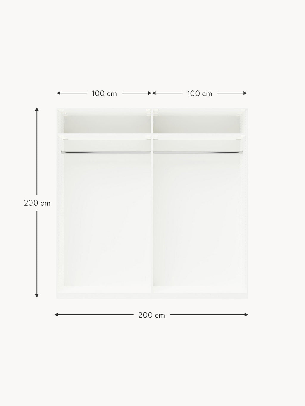Leon Modular Hinged Door Wardrobe, 200 cm Wide, in various sizes