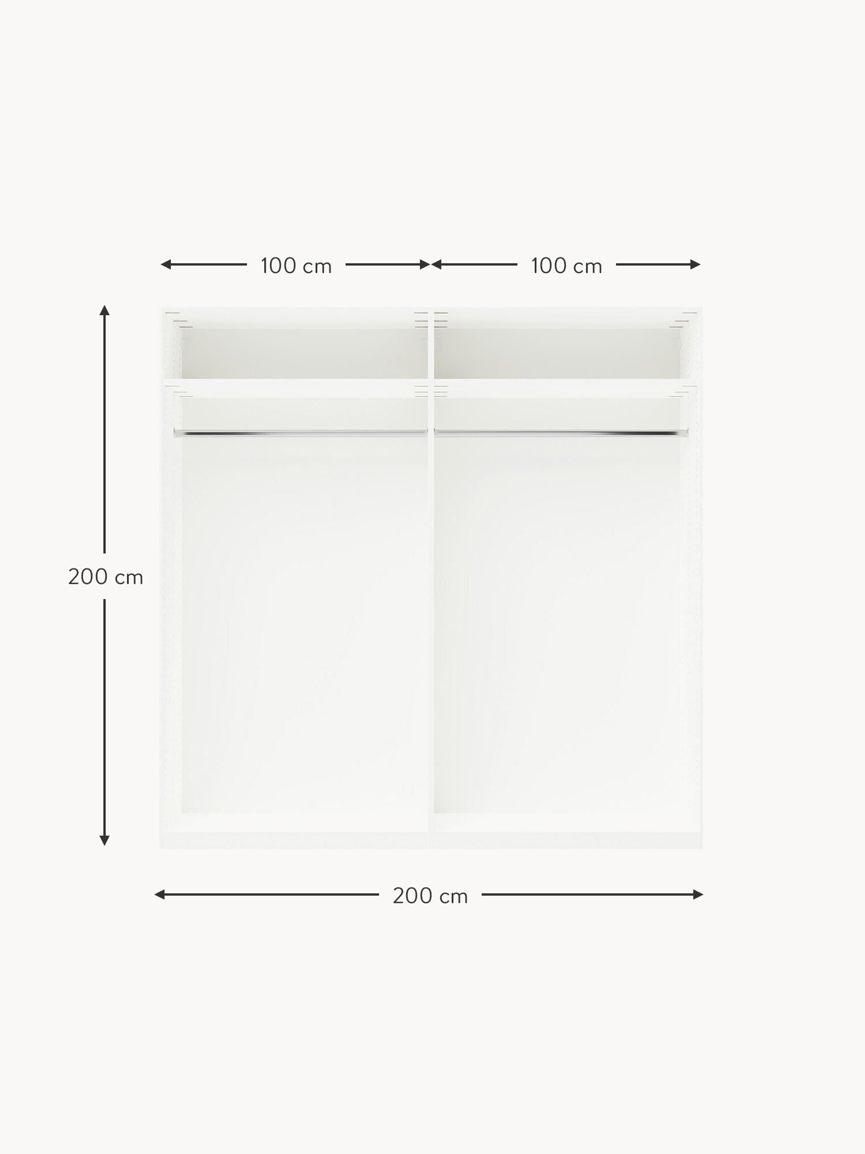 Leon Modular Hinged Door Wardrobe, 200 cm Wide, in various sizes