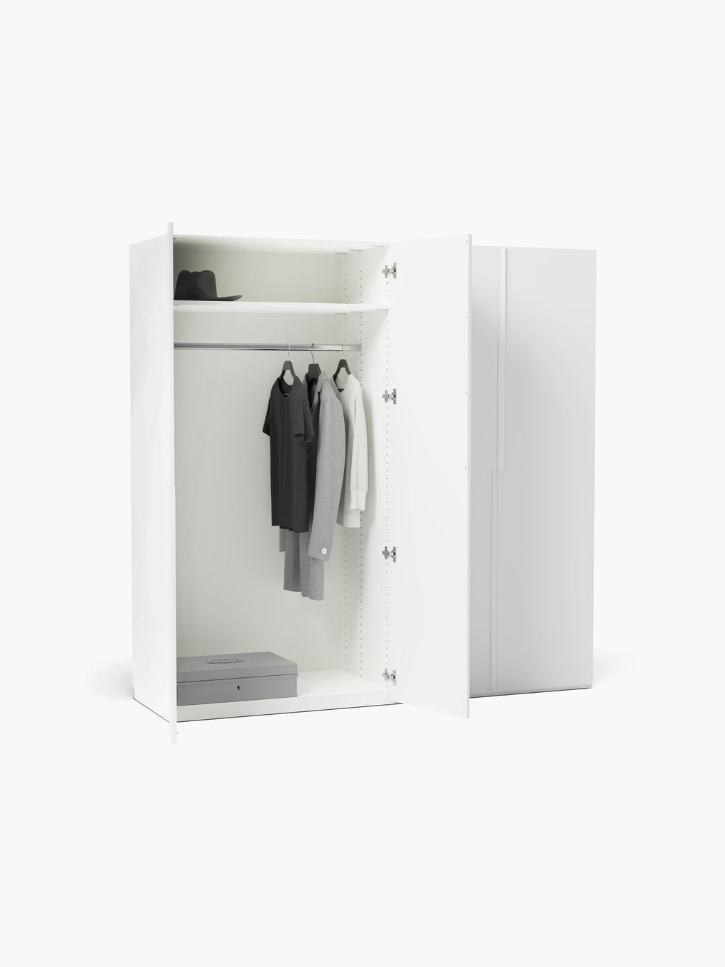 Leon Modular Hinged Door Wardrobe, 200 cm Wide, in various sizes