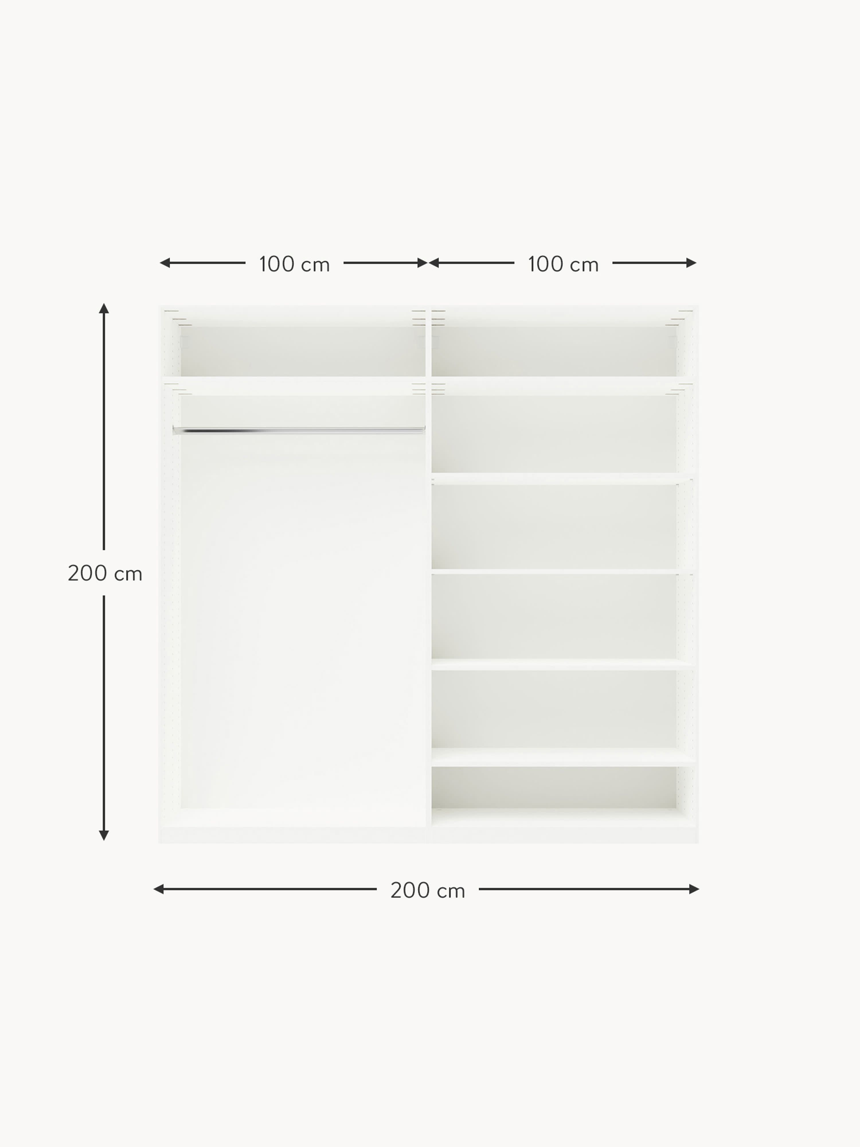 Leon Modular Hinged Door Wardrobe, 200 cm Wide, in various sizes