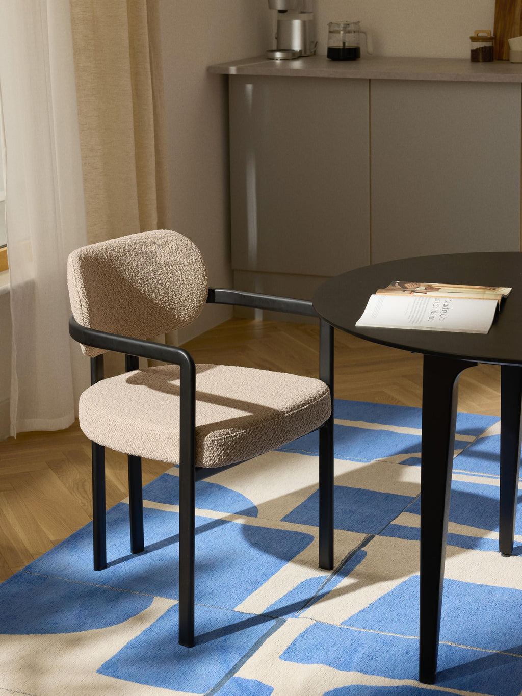 Adrien Bouclé Dining Chair with Armrests