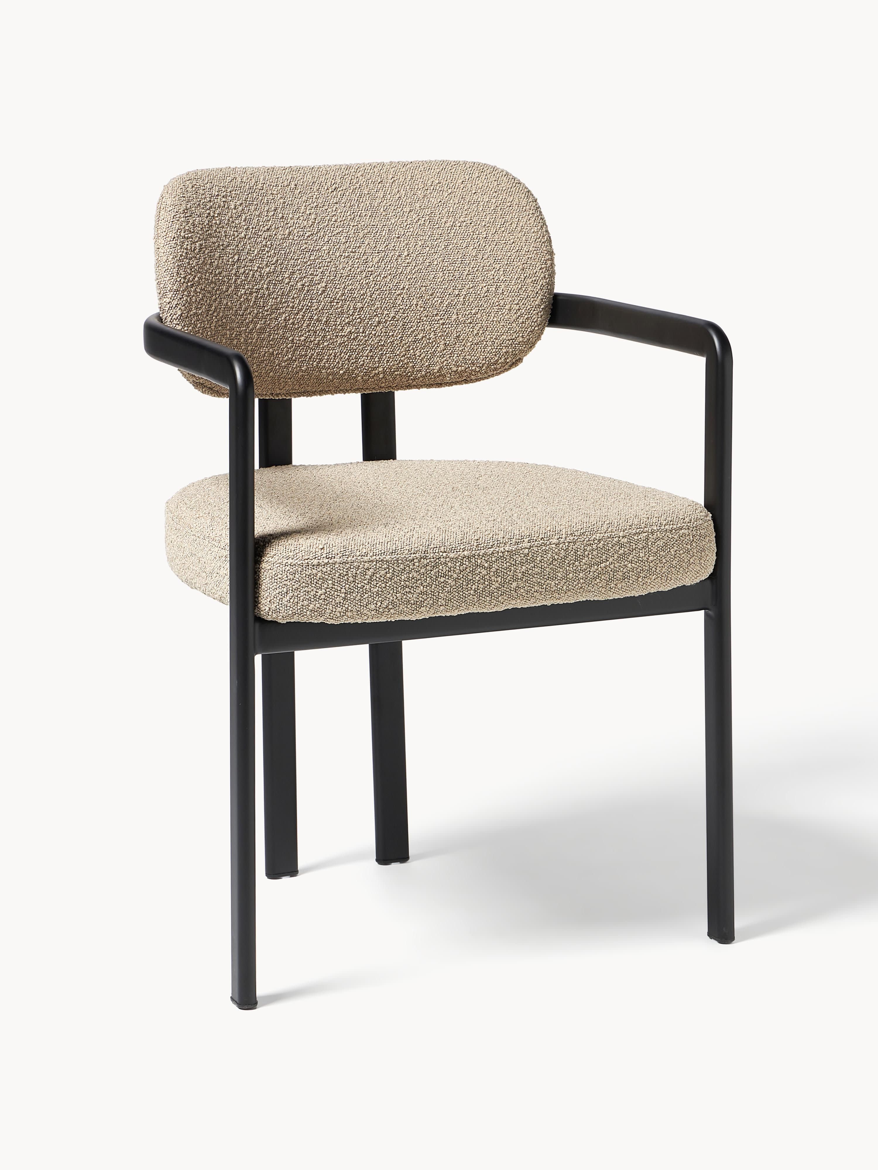 Gallery image 1 - Bouclé Dining Chair Adrien with Armrests