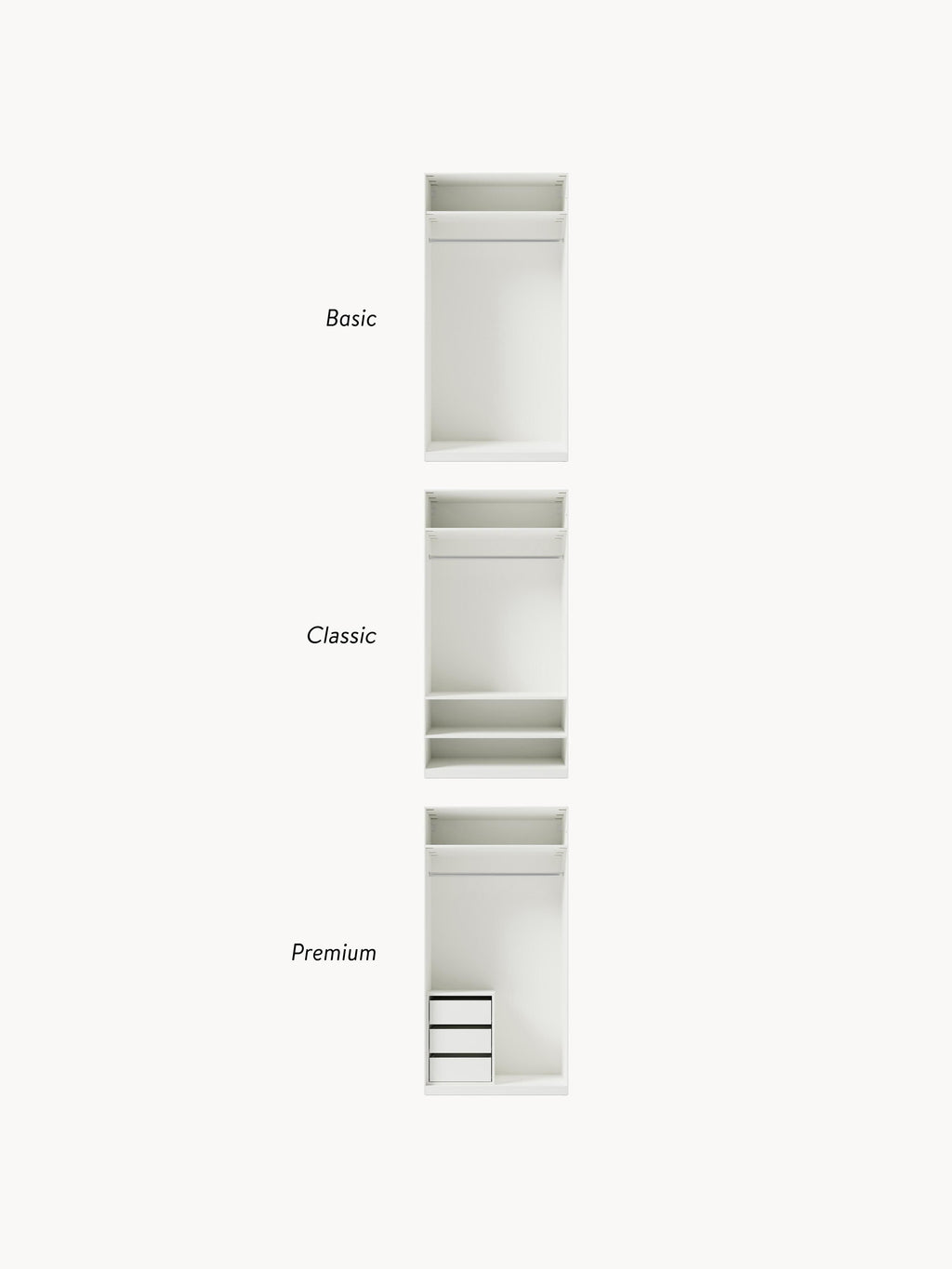 Jeanne Modular Hinged Door Wardrobe, 100 cm Wide, in various sizes